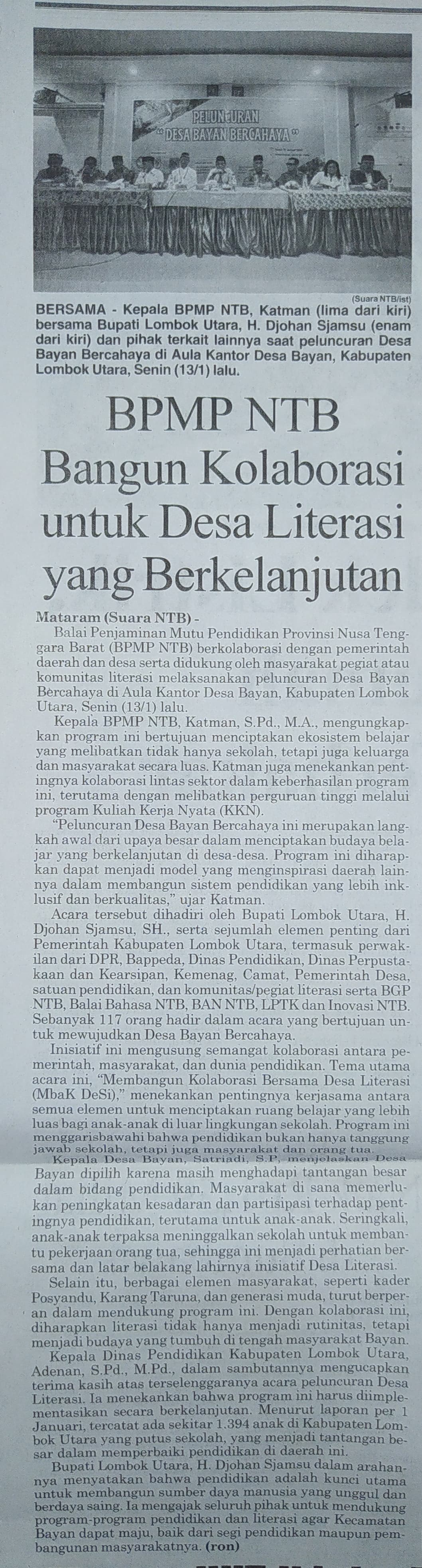BPMP NTB Bangun Kolaborasi Untuk Desa Literasi Yang Berkelanjutan