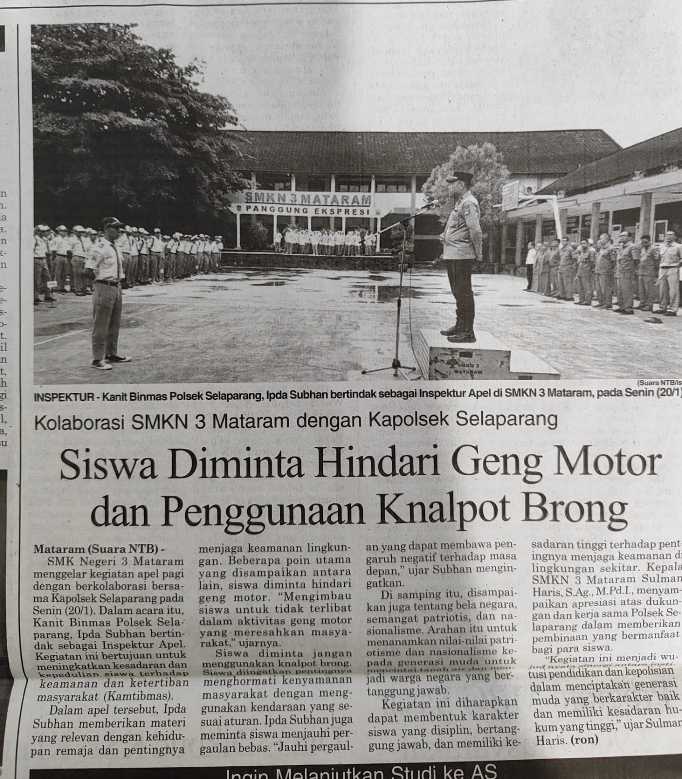 Siswa Diminta Hindari Geng Motor dan Penggunaan Knalpot Brong