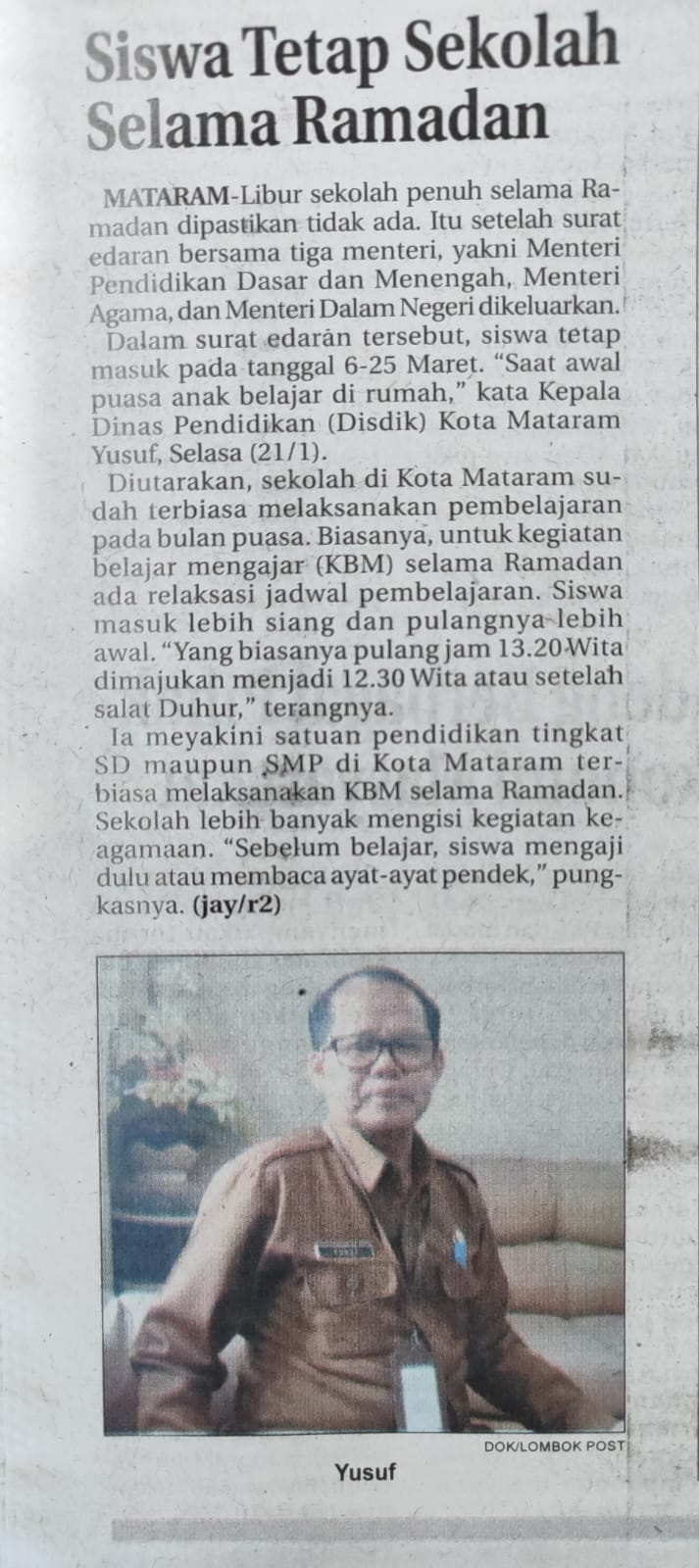 Siswa Tetap Sekolah Selama Ramadan