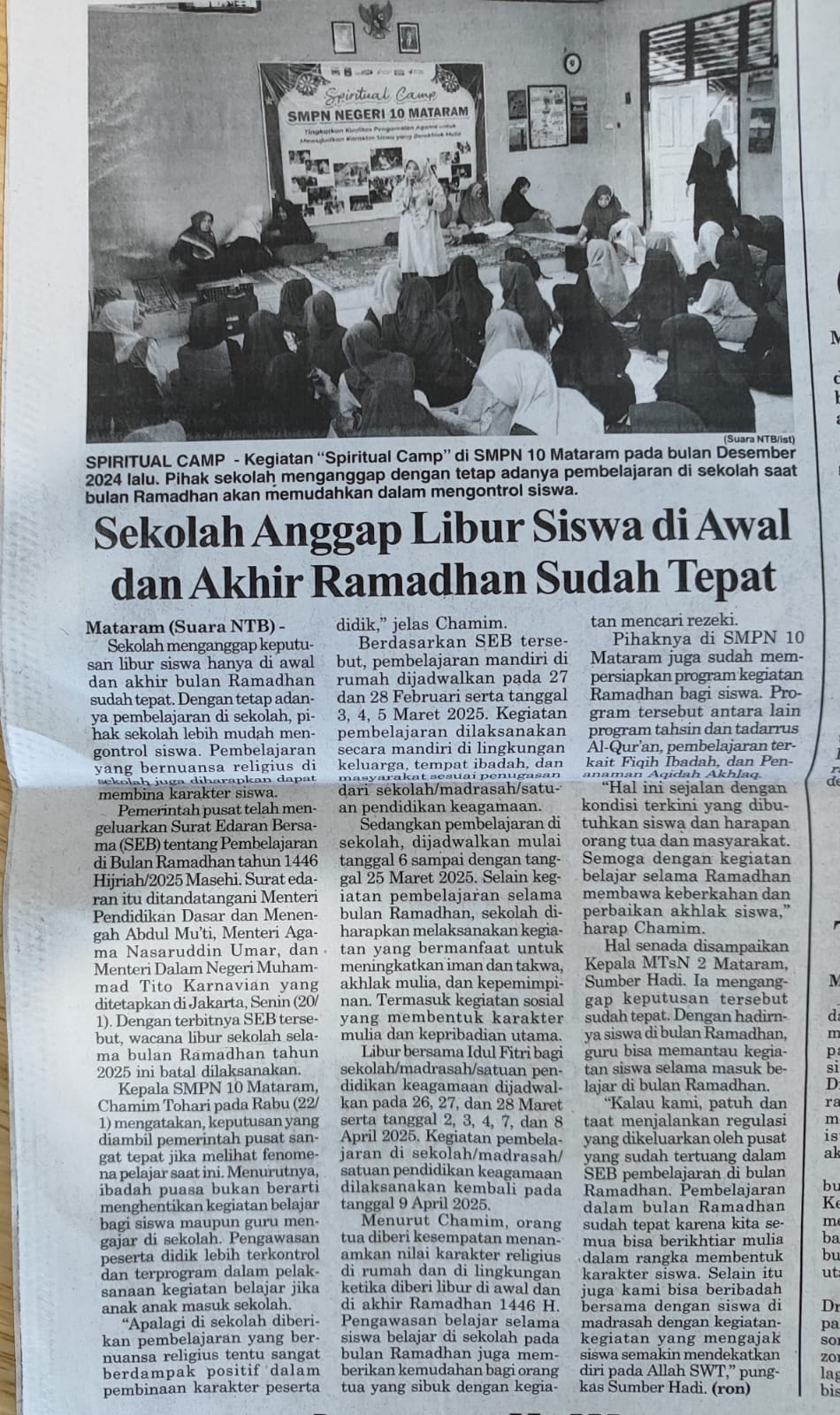 Sekolah Anggap Libur Siswa Di Awal Dan Akhir Ramadan Sudah Tepat