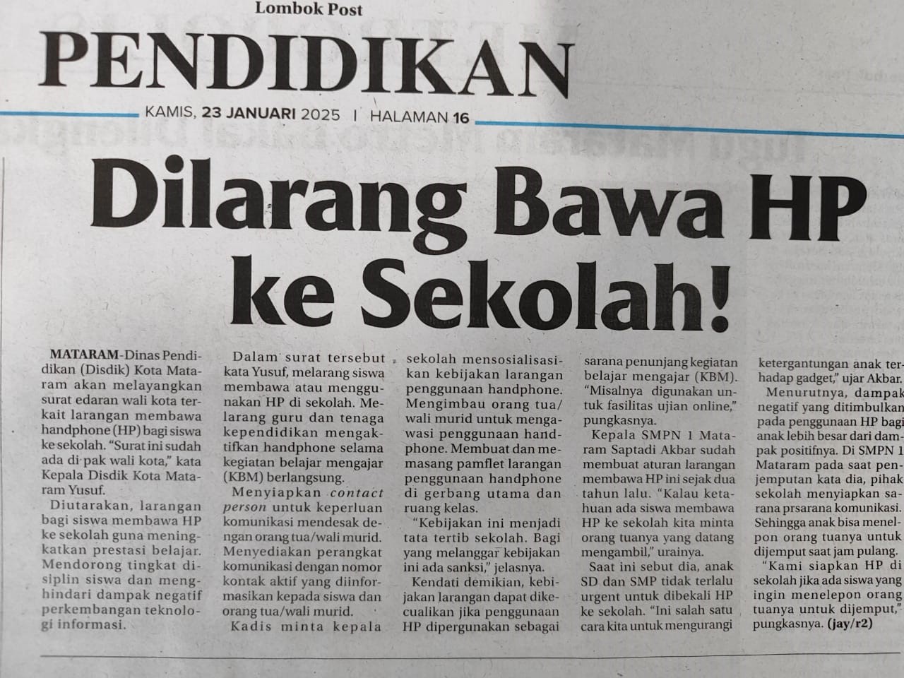 Dilarang Bawa HP Ke Sekolah !