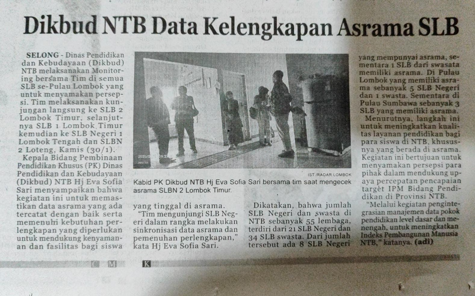 Dikbud NTB Data Kelengkapan Asrama SLB