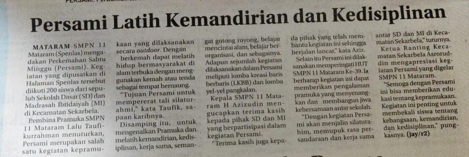 Persami Latih Kemandirian Dan Kedisiplinan