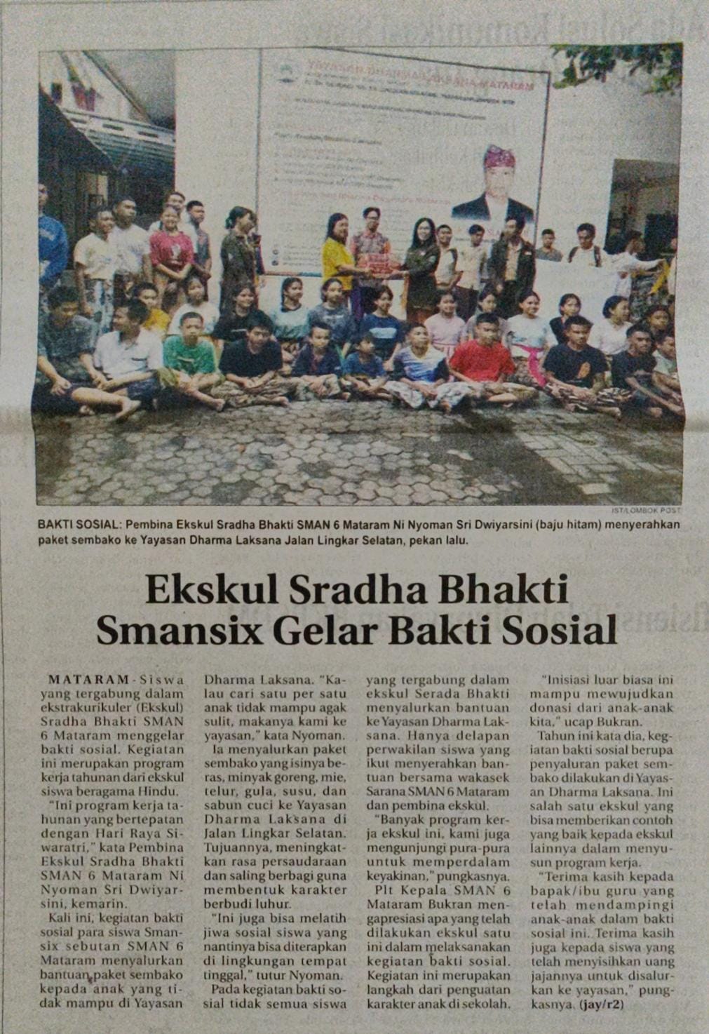 Ekskul Sradha Bhakti Smansix Gelar Bakti Sosial