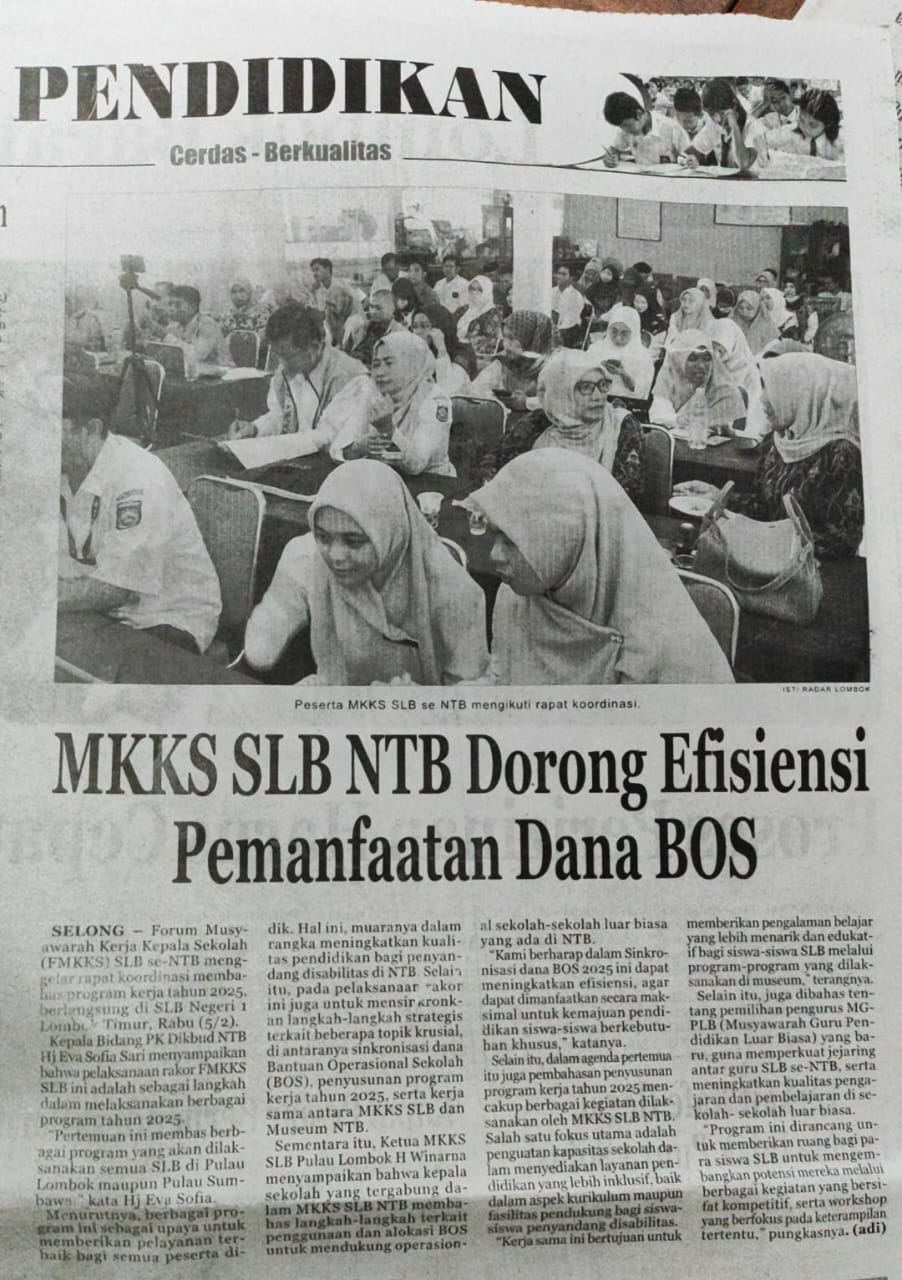 MKKS SLB NTB Dorong Efisiensi Pemanfaatan Dana BOS