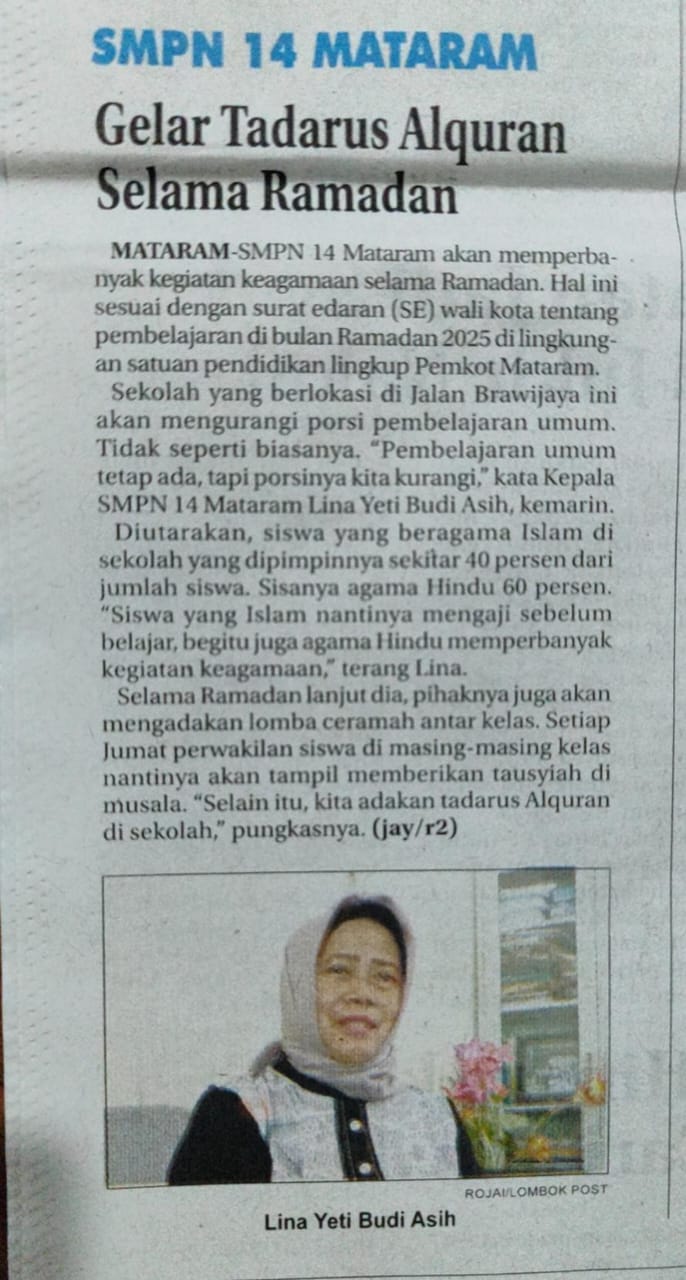 SMPN 14 Mataram, Gelar Tadarus Alquran Selama Ramadan