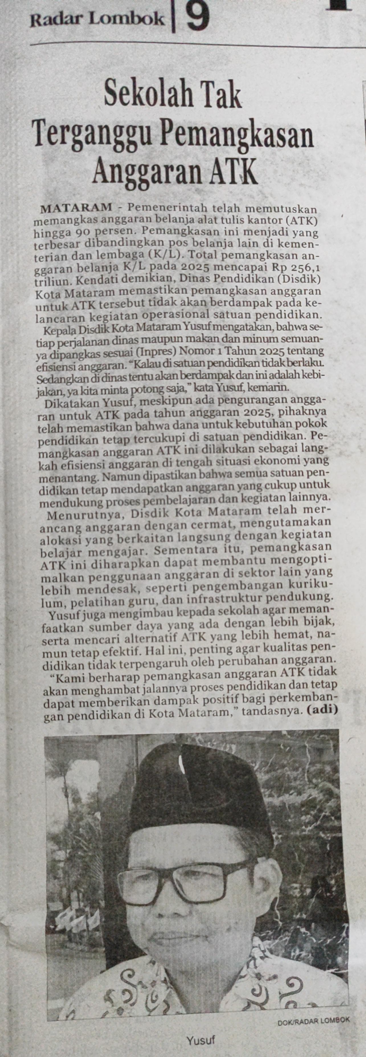 Sekolah Tak Terganggu Pemangkasan Anggaran ATK