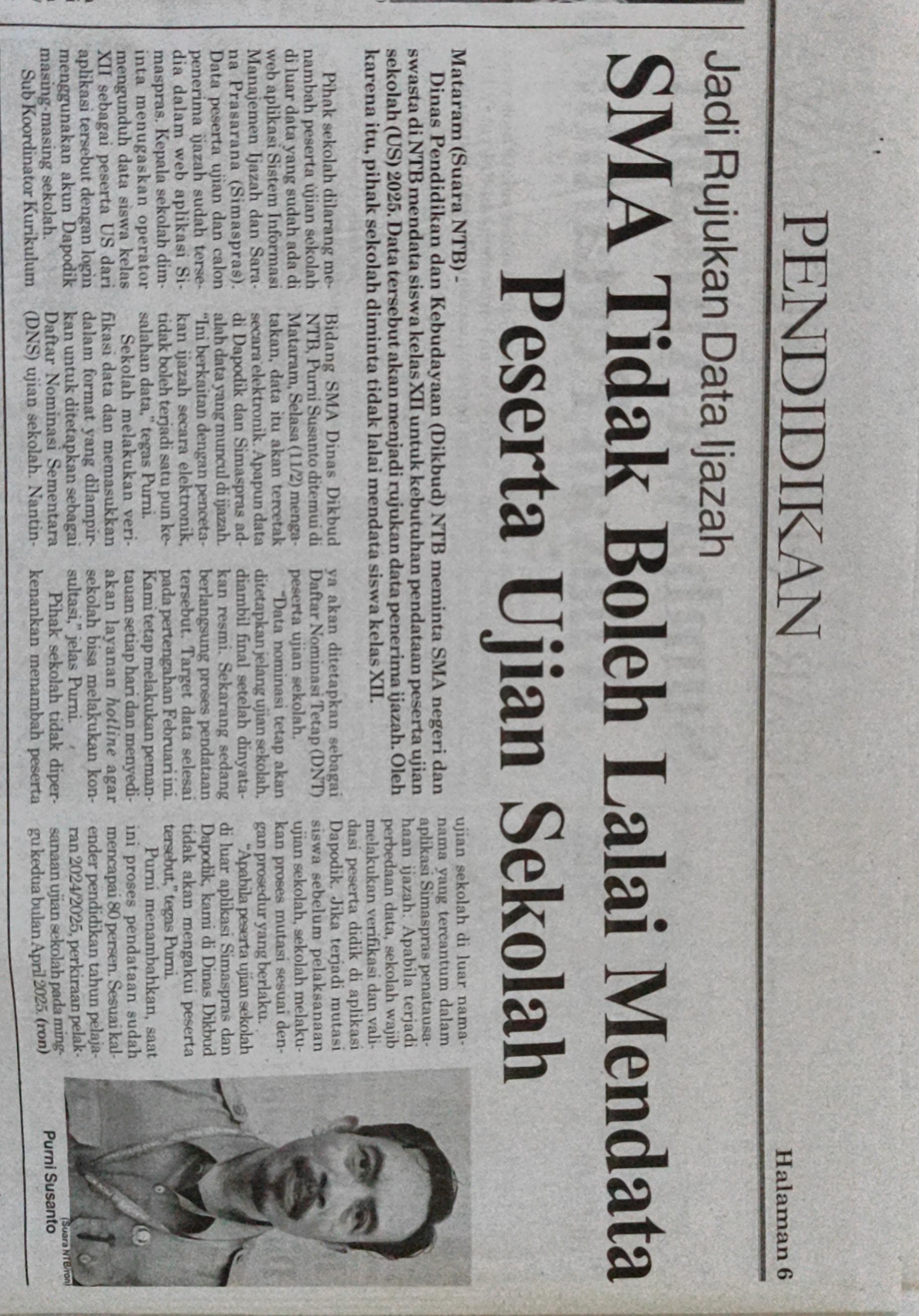 SMA Tidak Boleh Lalai Mendata Peserta Ujian Sekolah