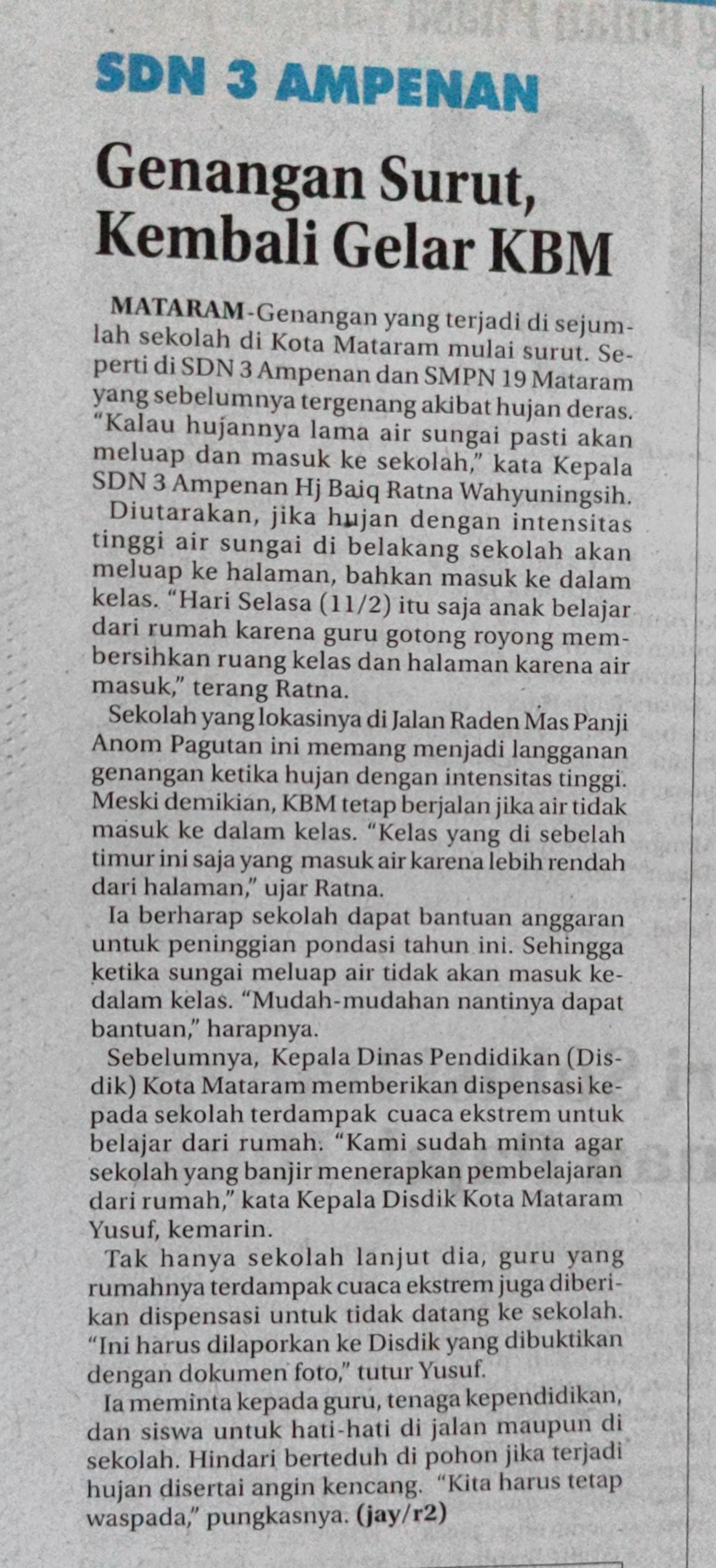 Genangan Surut, Kembali Gelar KBM