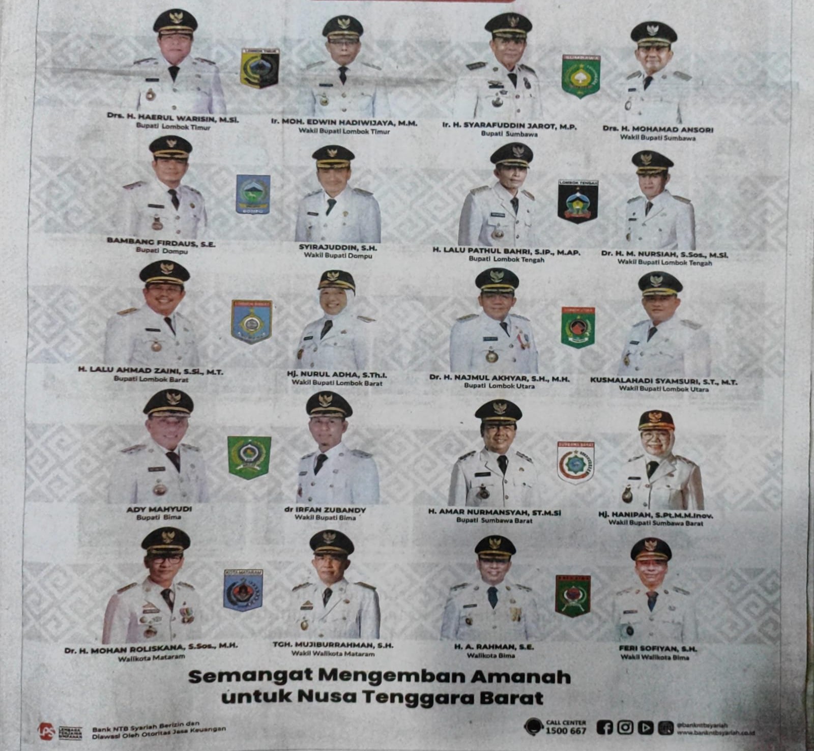 Selamat Atas Pelantikan Walikota & Bupati Se Provinsi NTB Periode 2025-2030