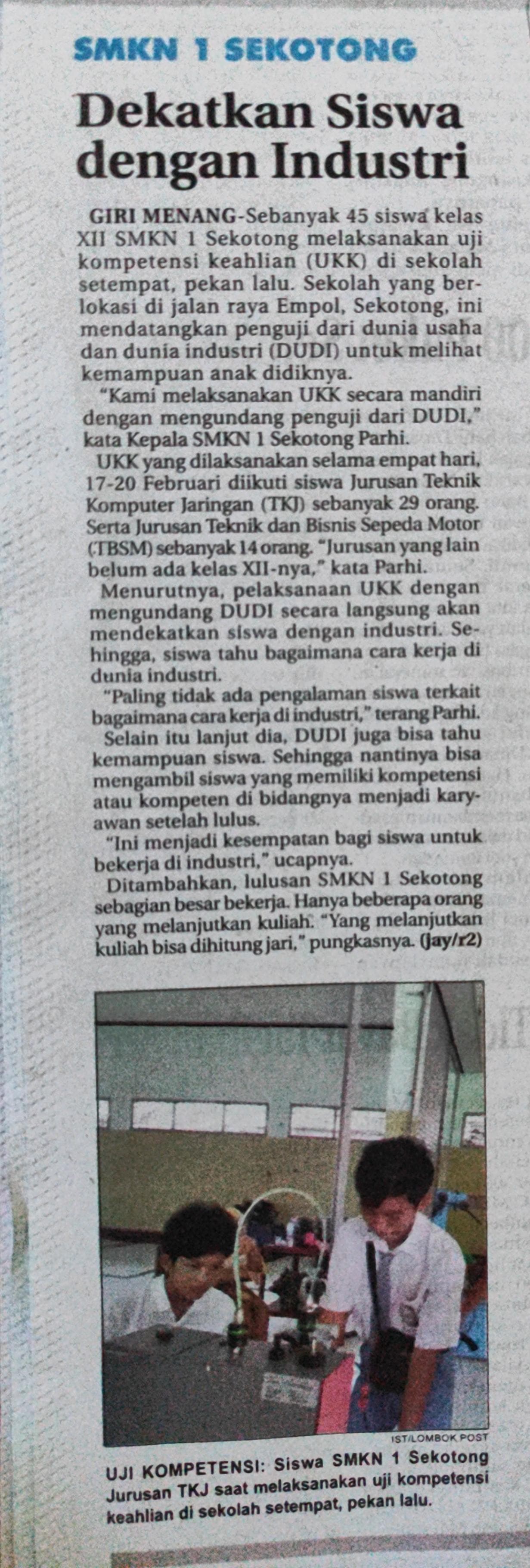 SMKN 1 Sekotong Dekatkan Siswa Dengan Industri