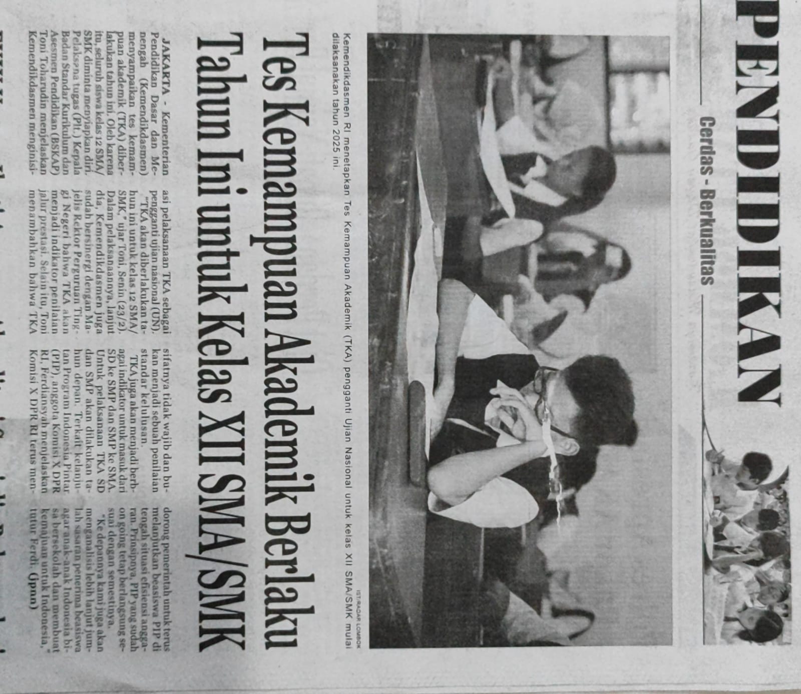 Tes Kemampuan Akademik Berlaku Tahun Ini Untuk Kelas XII SMA/SMK