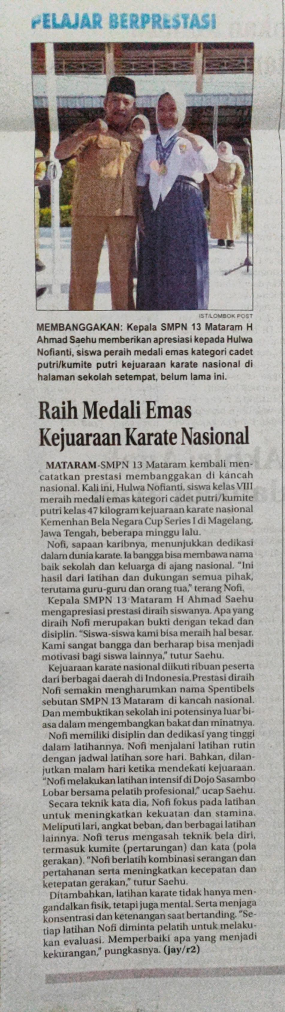 Raih Medali Emas Kejuaraan Karate Nasional