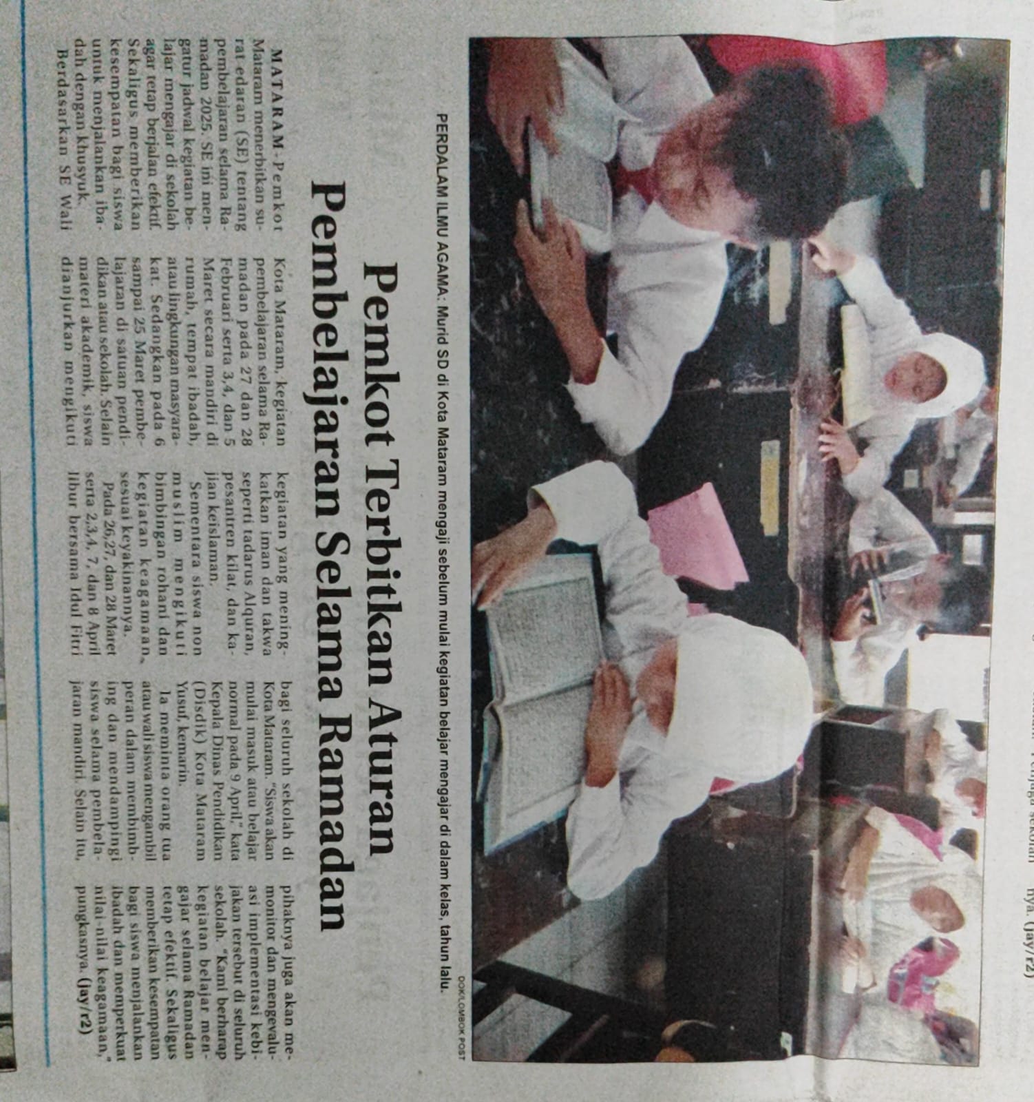 Pemkot Terbitkan Aturan Pembelajaran Selama Ramadan