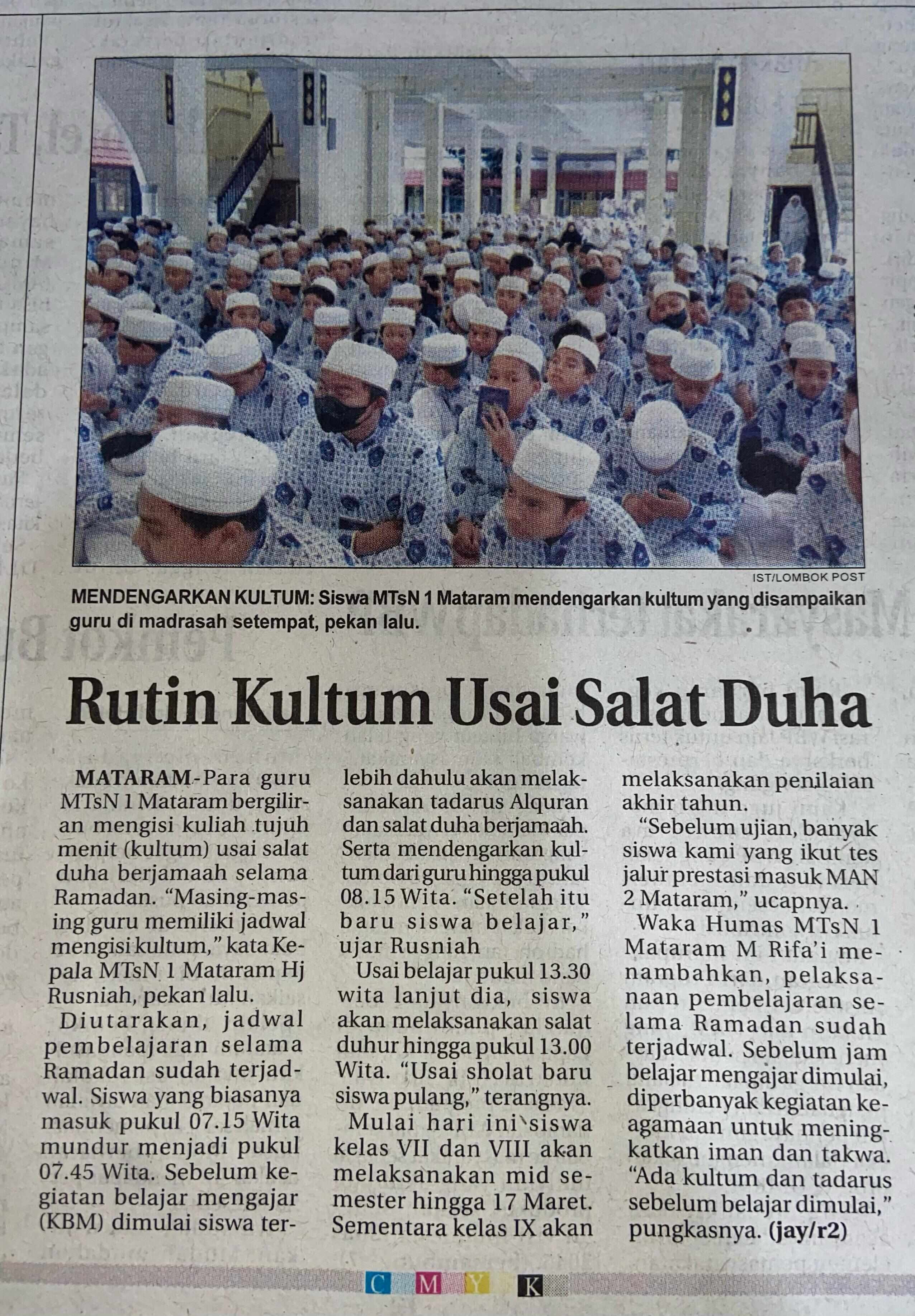 Rutin Kultum Usai Solat Duha