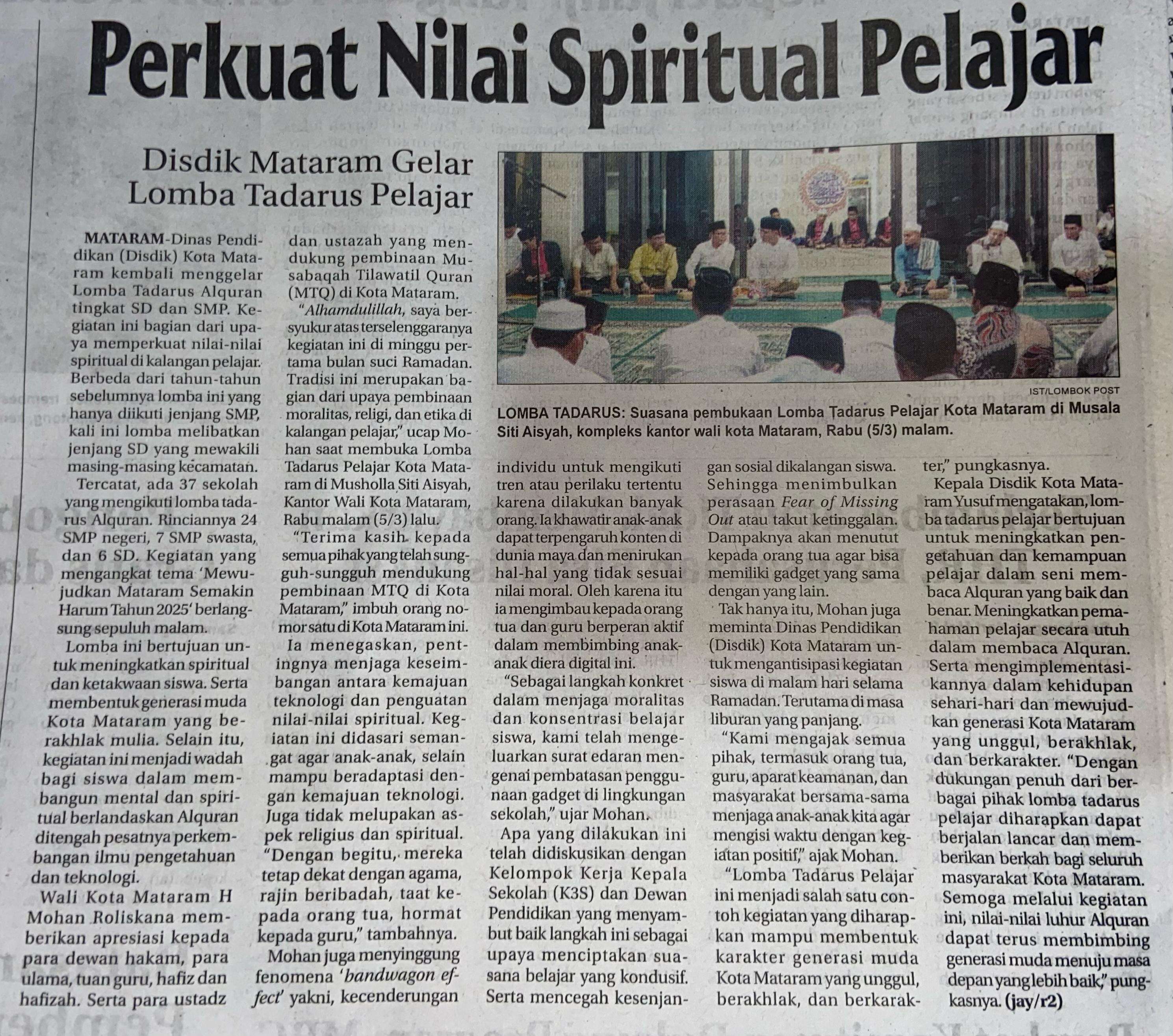 Perkuat Nilai Spiritual Pelajar
