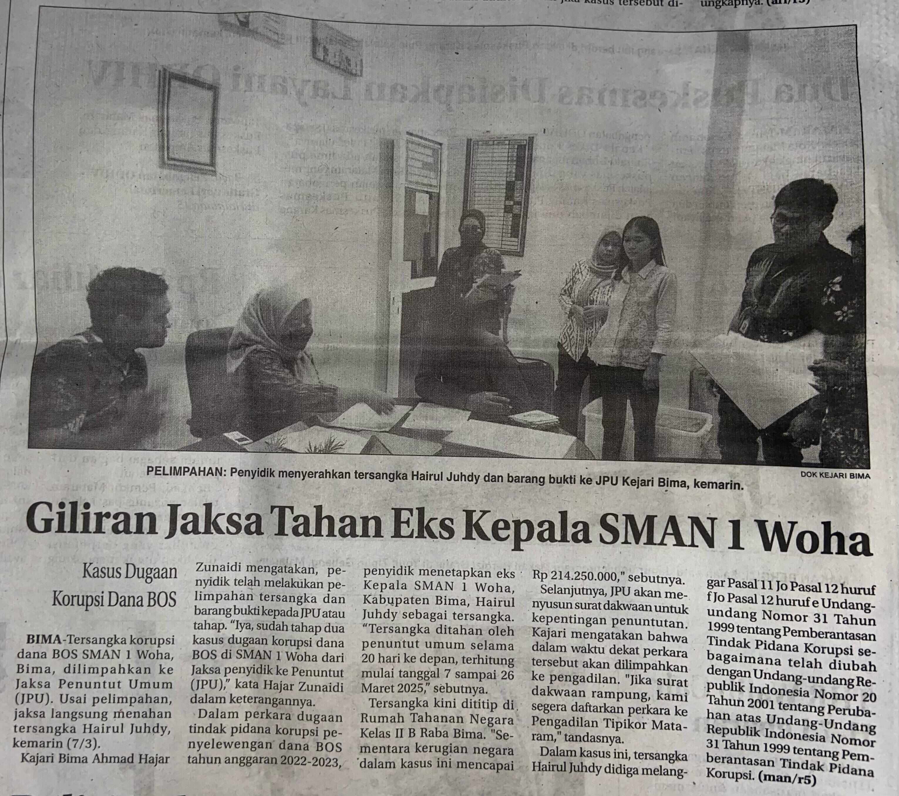 Giliran Jaksa Tahan Eks Kepala SMAN 1 Woha