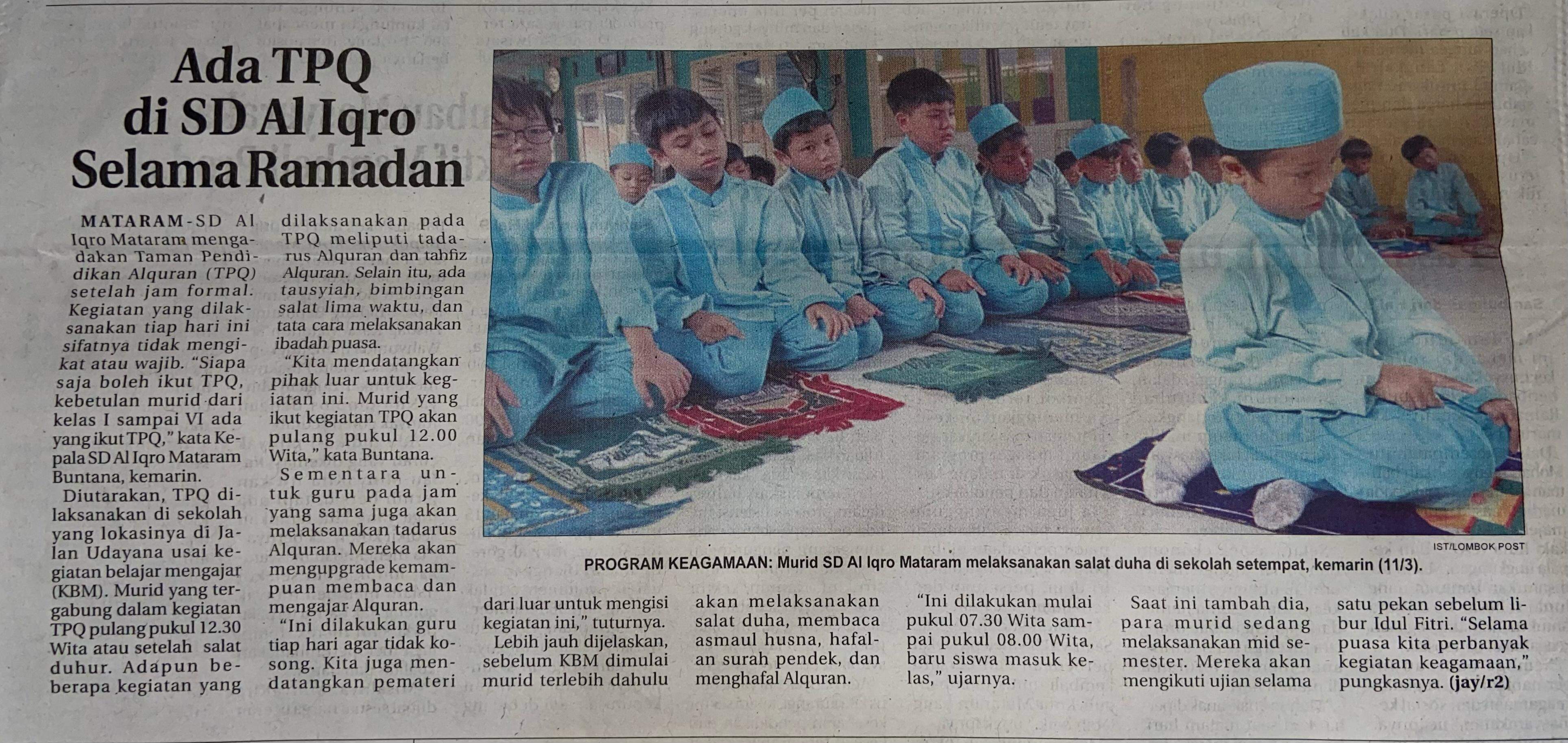 Ada TPQ Di SD Al Iqro Selama Ramadan