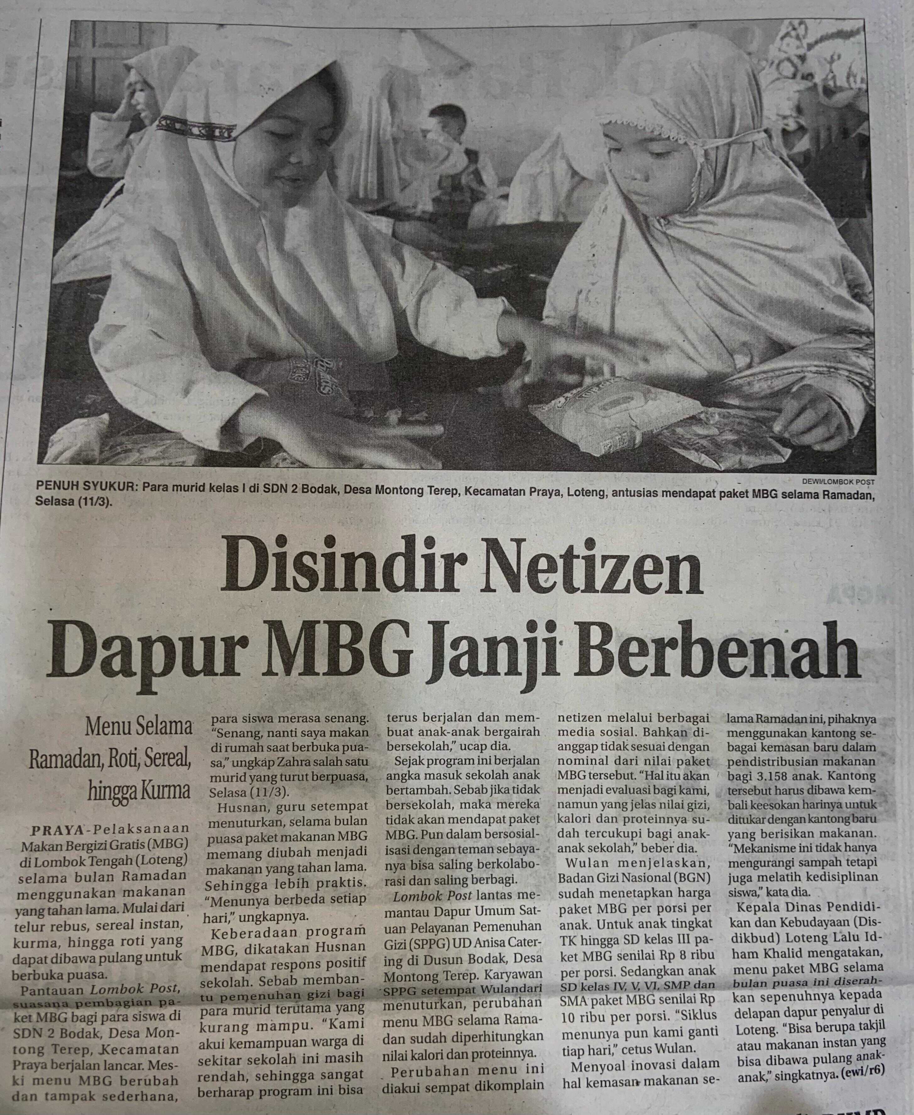Disindir Netizen Dapur MBG Janji Berbenah