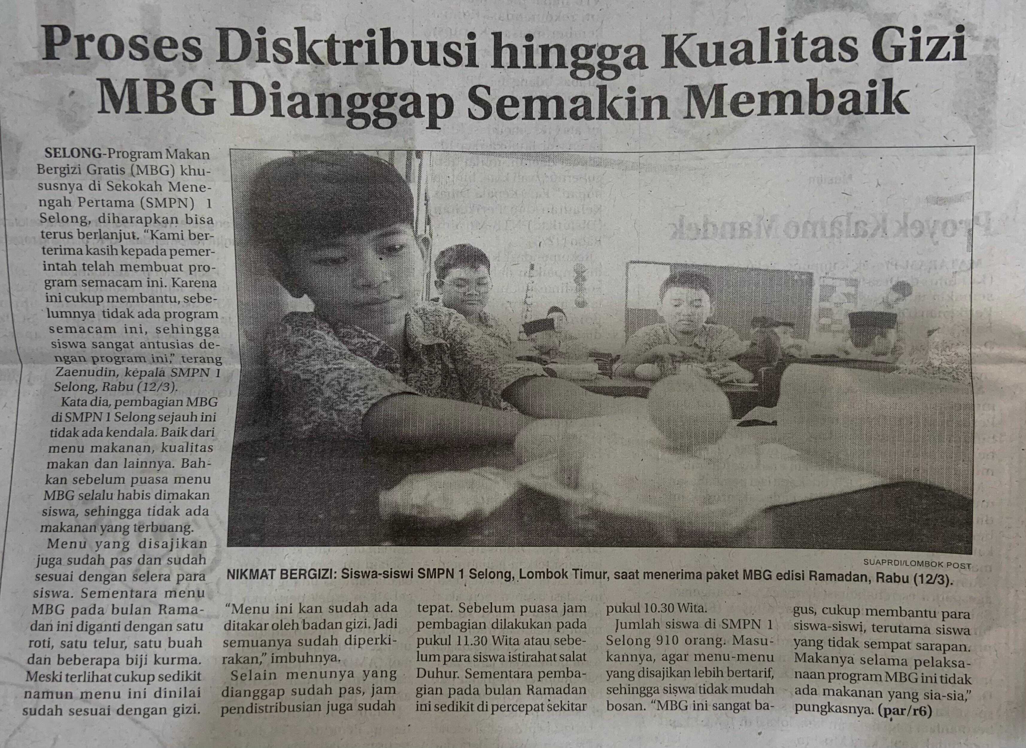 Proses Distribusi Hingga Kualitas Gizi MBG Dianggap Semakin Membaik