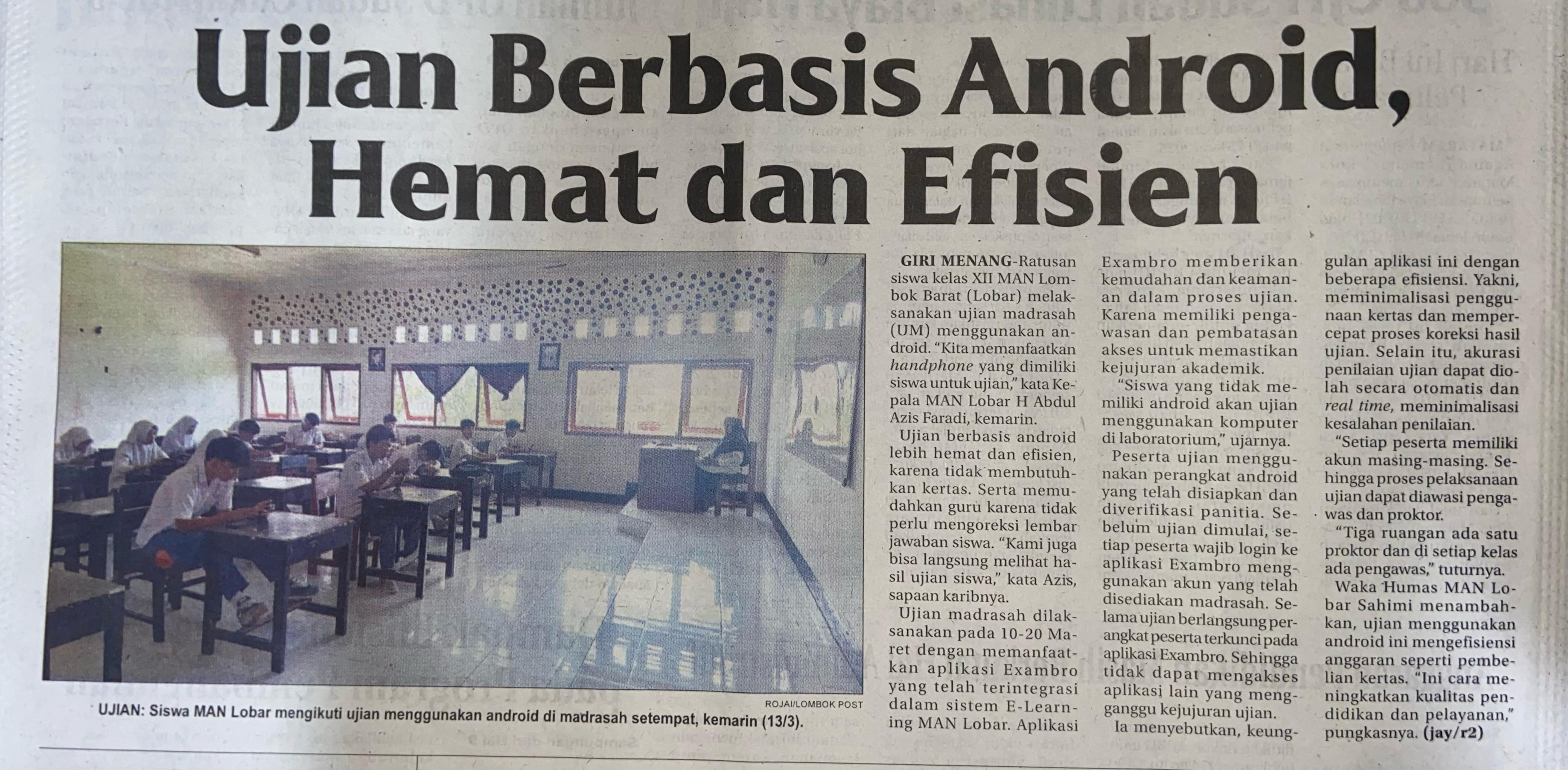 Ujian Berbasis Android, Hemat dan Efisien