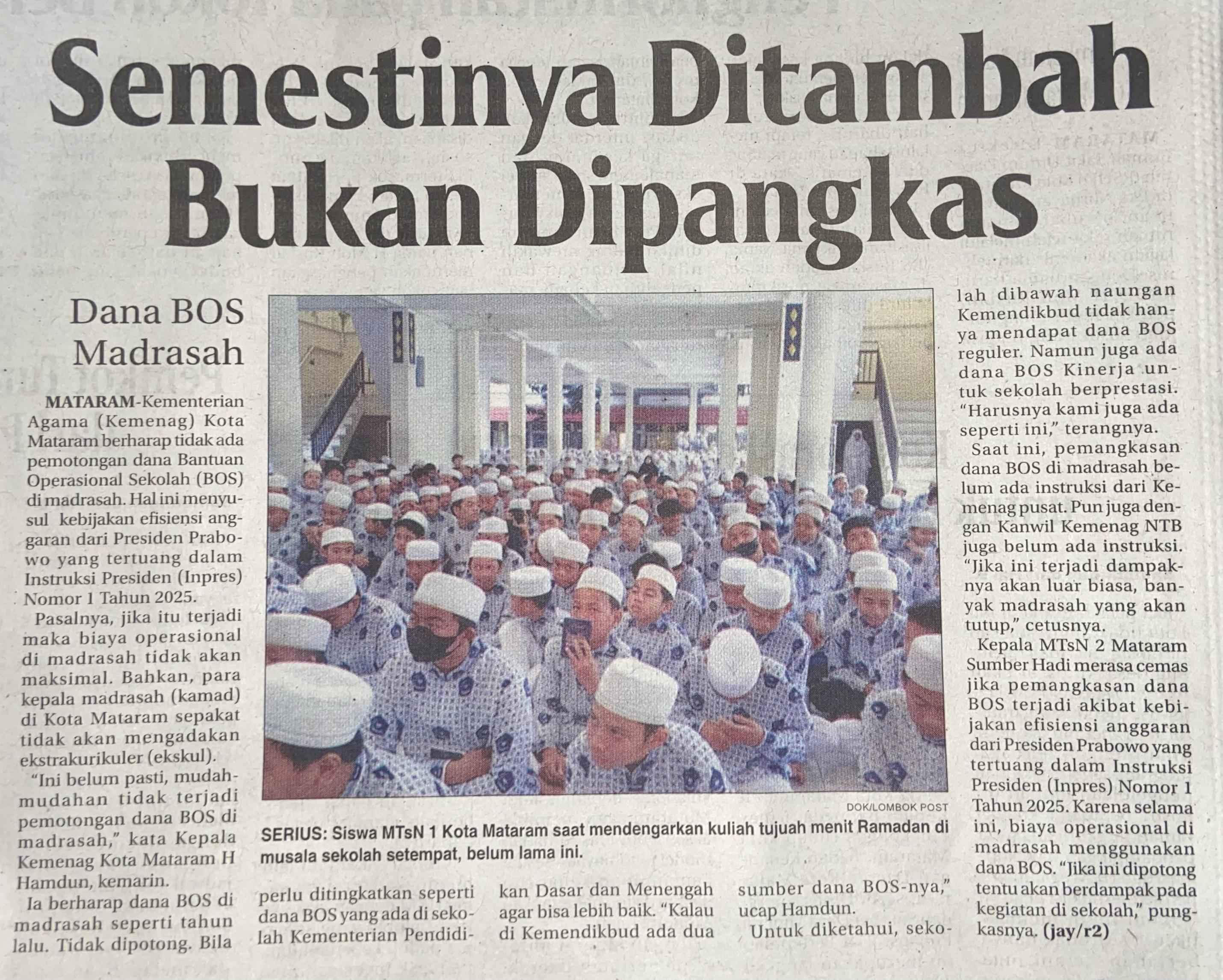 Semestinya Ditambah Bukan Dipangkas