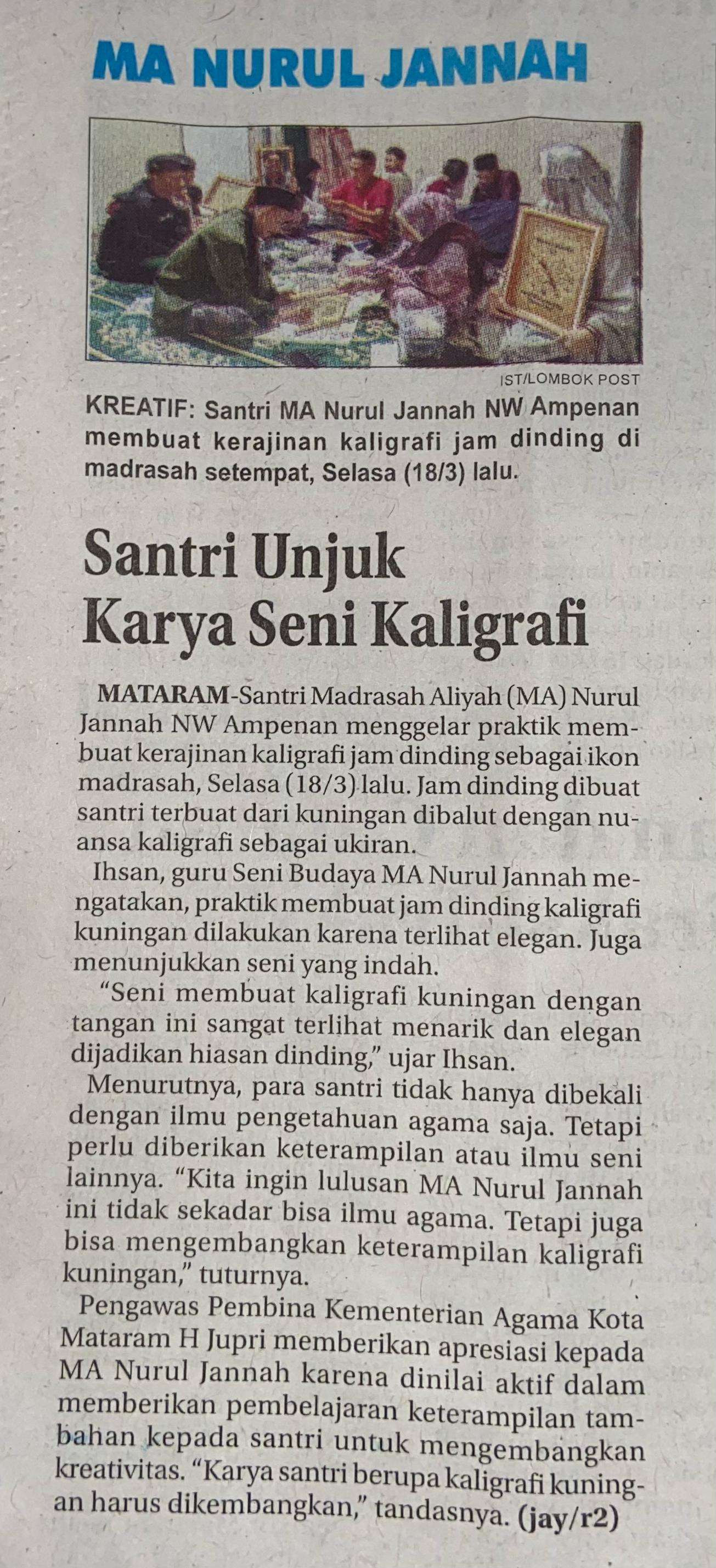 Santri Unjuk Karya Seni Kaligrafi