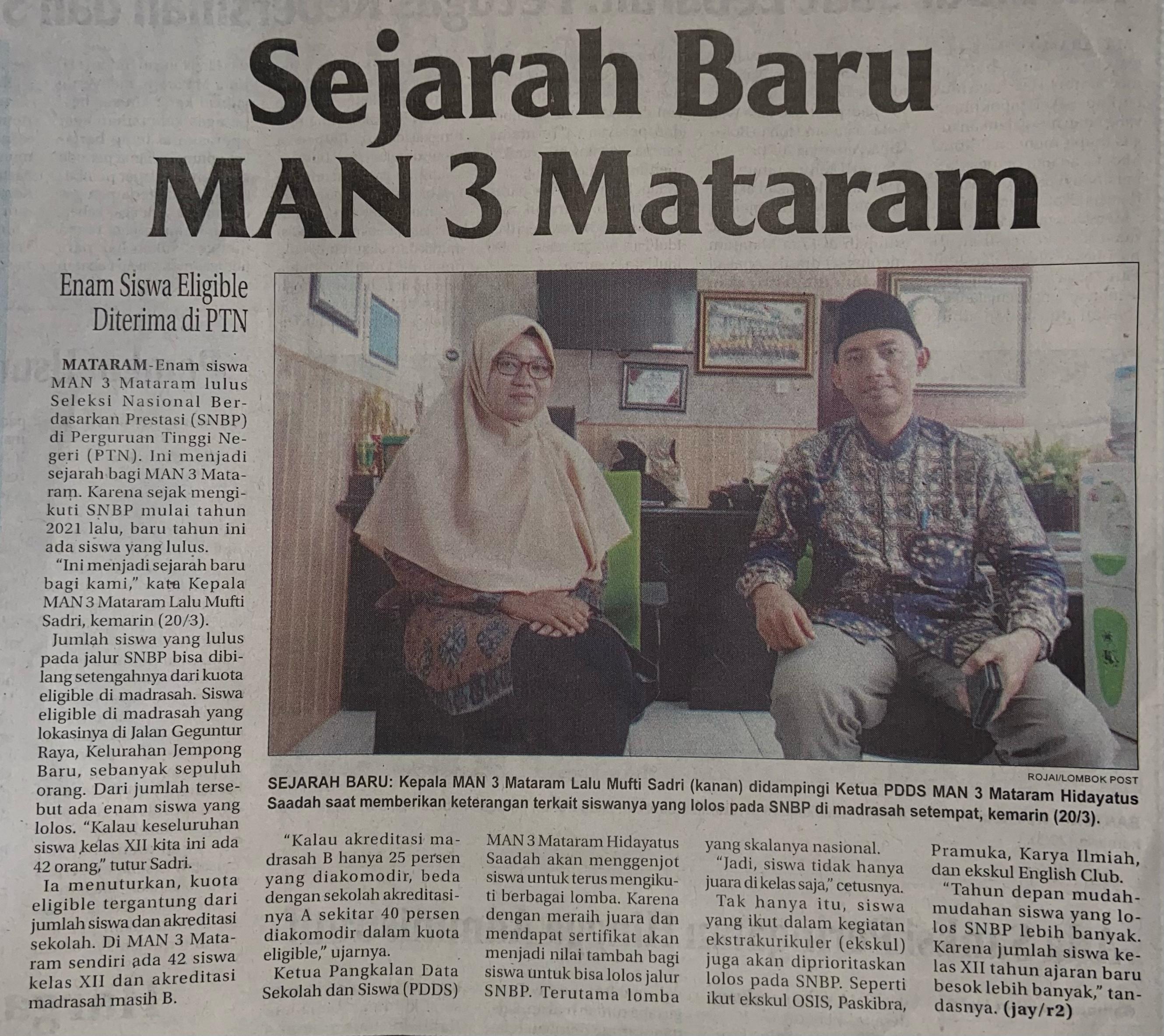 Sejarah Baru MAN 3 Mataram