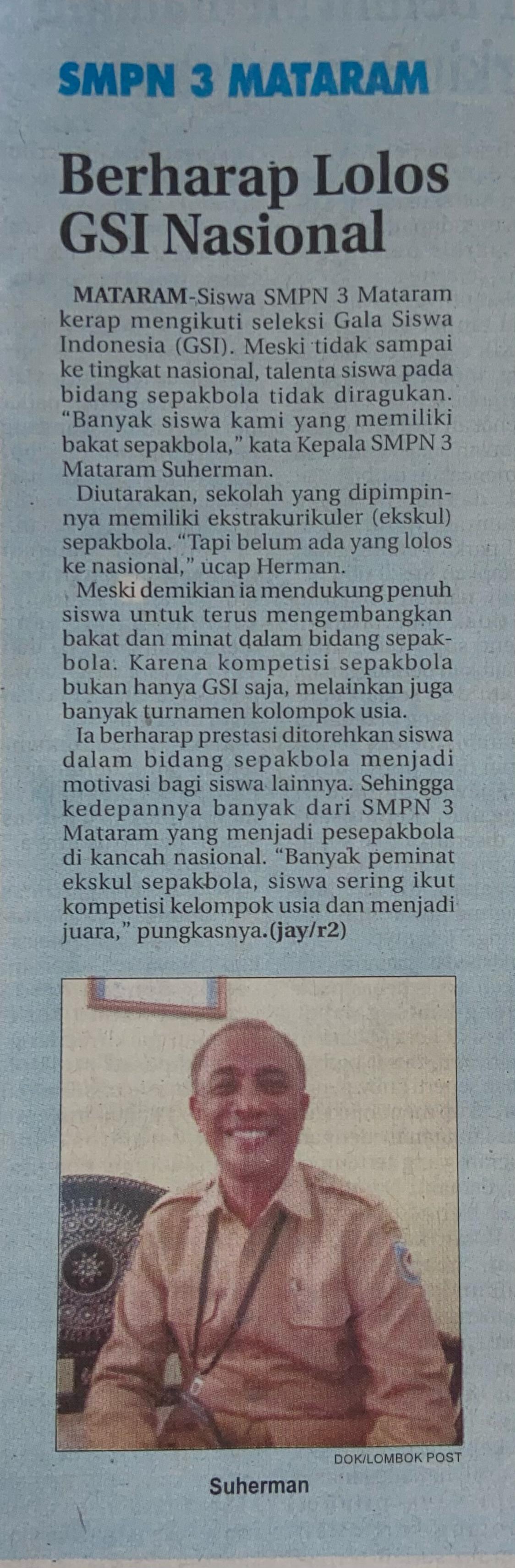 SMPN 3 Mataram Berharap Lolos GSI Nasional
