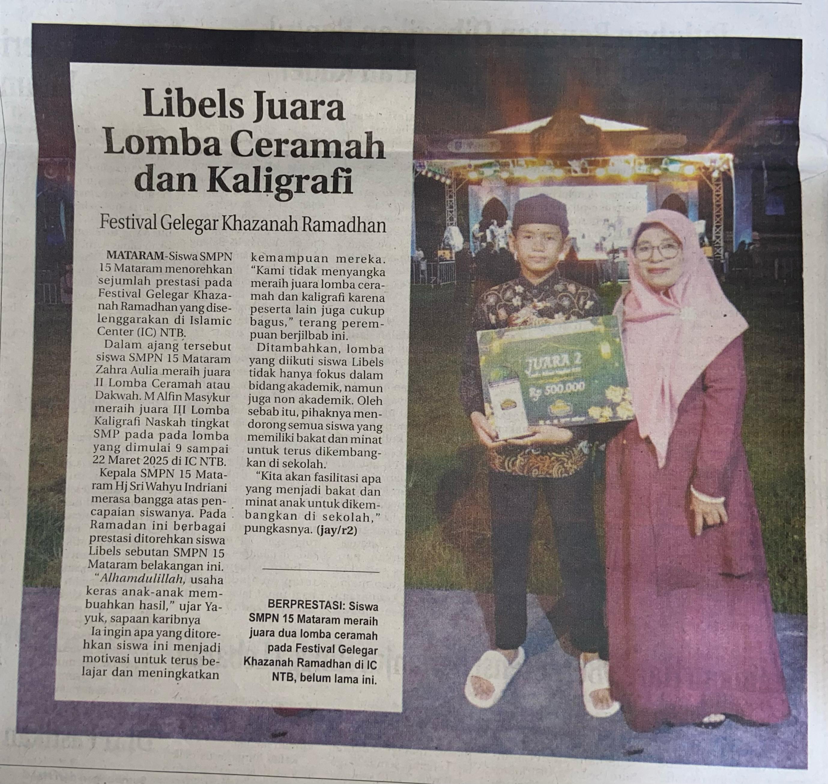 Libels Juara Lomba Ceramah dan Kaligrafi