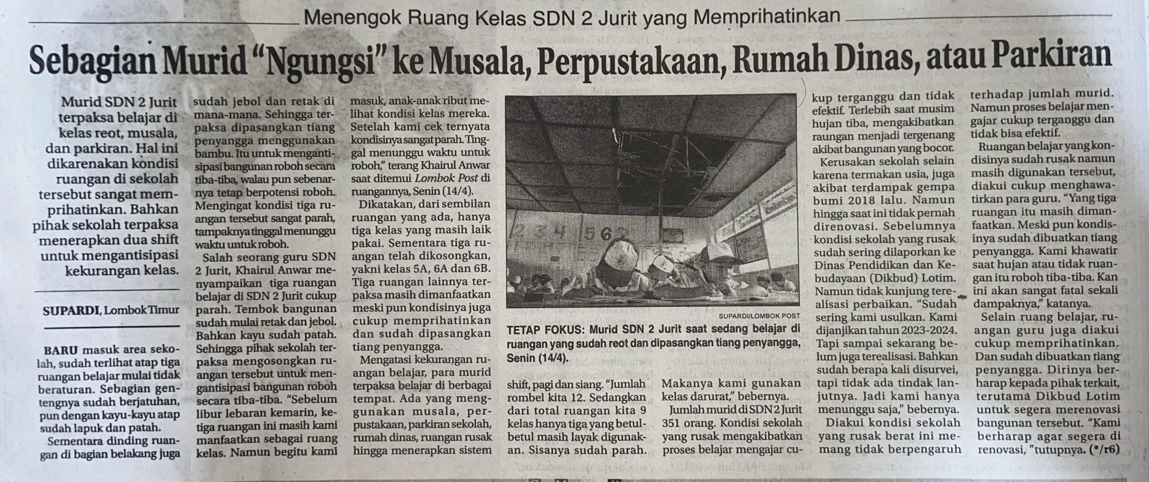 Sebagian Murid "Ngungsi" ke Musala, Perpustakaan, Rumah Dinas, atau Parkiran