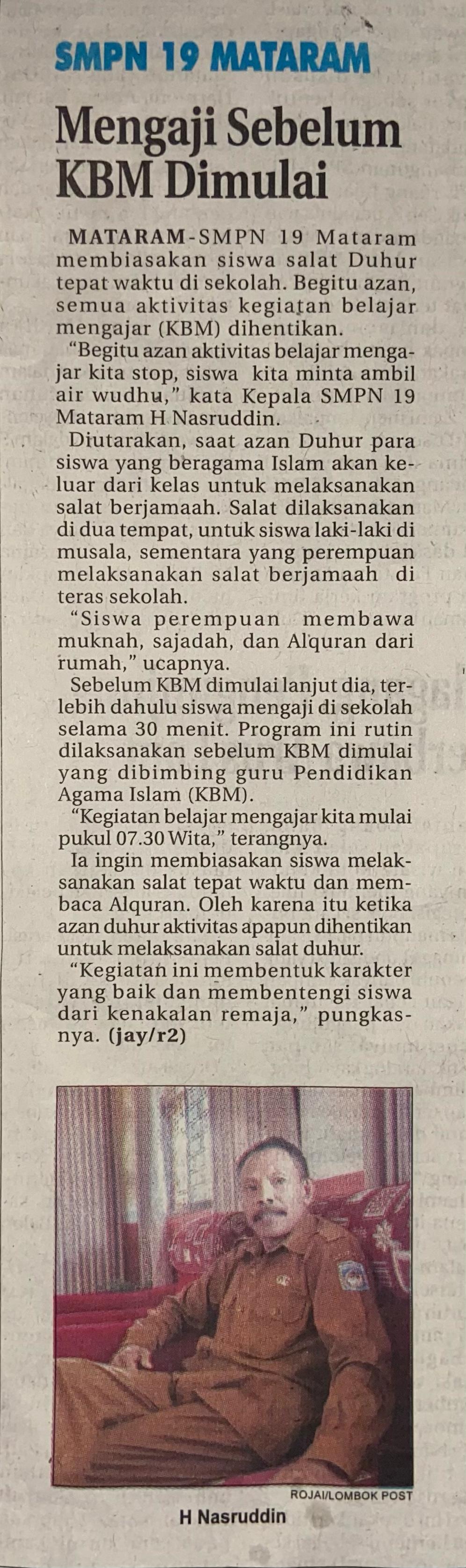Mengaji Sebelum KBM Dimulai