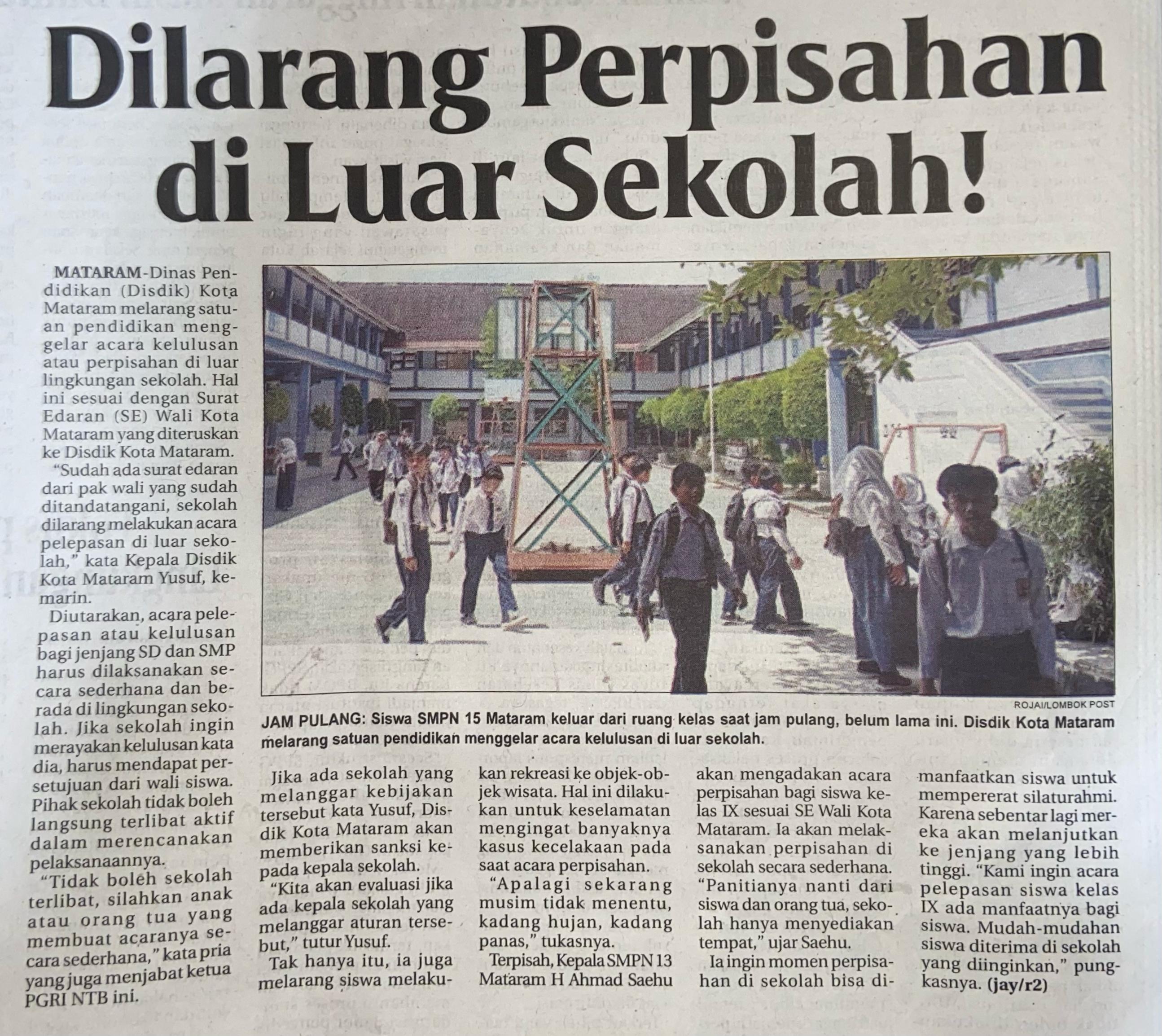 Dilarang Perpisahan di Luar Sekolah!