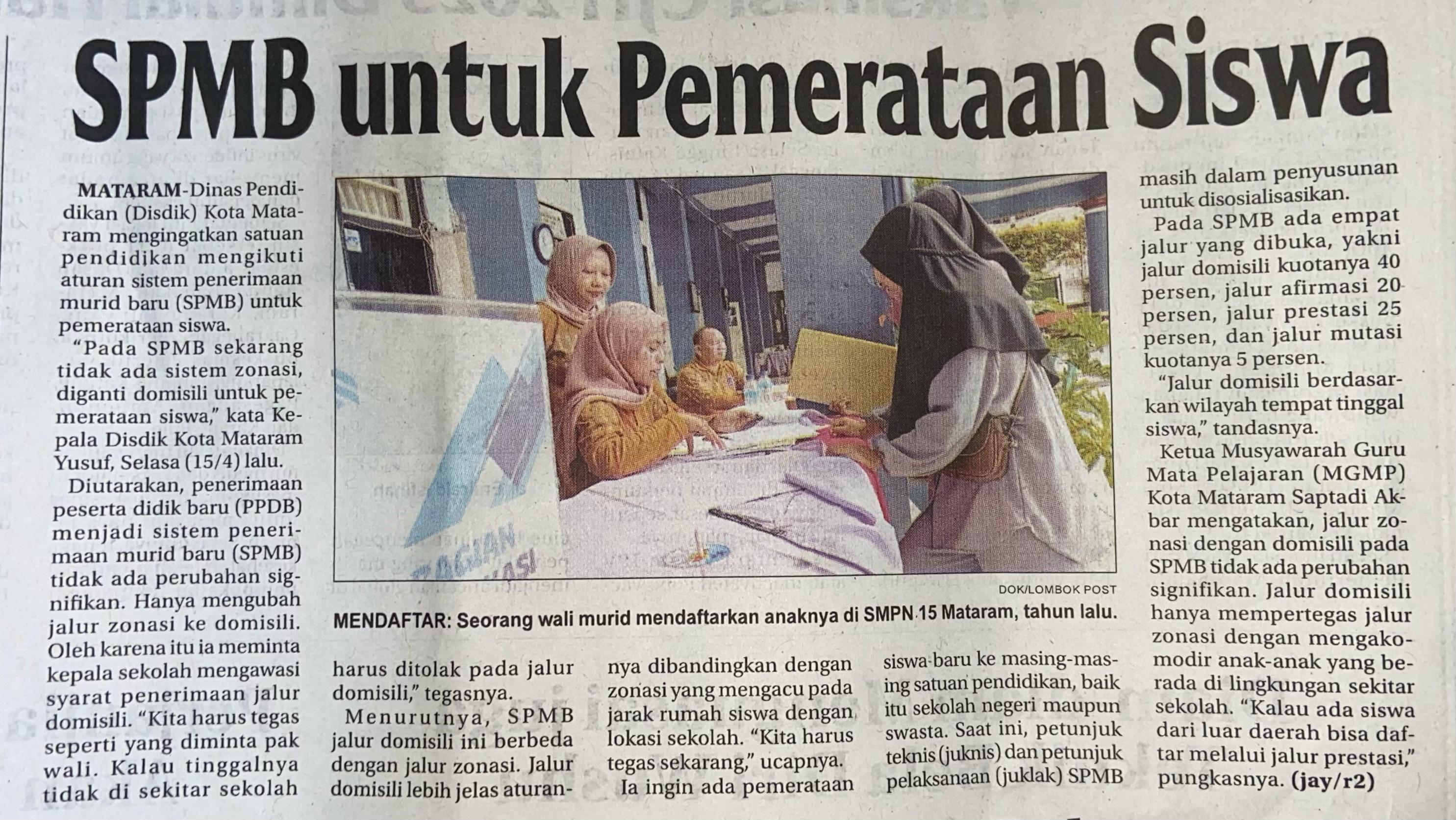 SPMB untuk Pemerataan Siswa