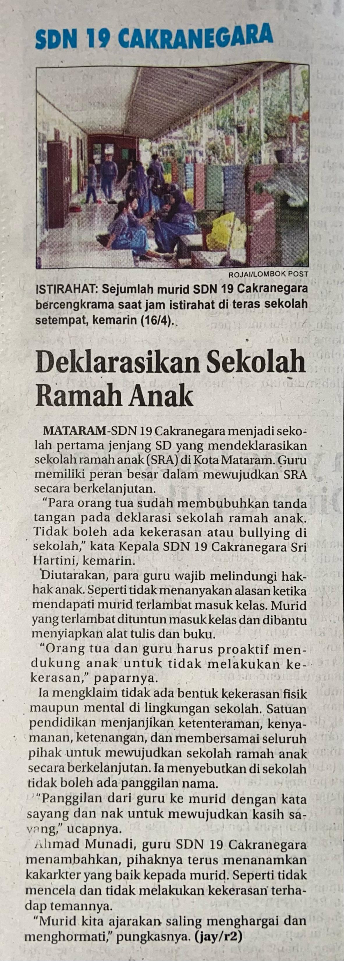 Deklarasikan Sekolah Ramah Anak