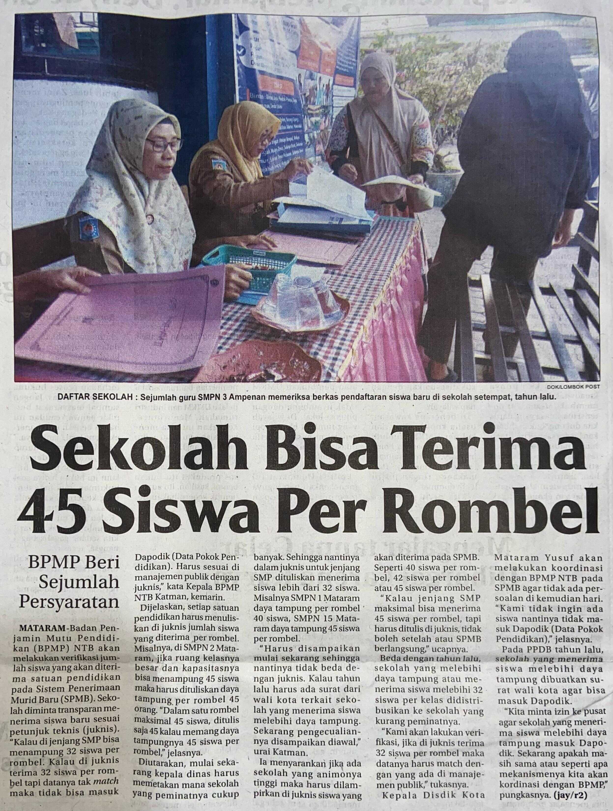 Sekolah Bisa Terima 45 Siswa Per Rombel