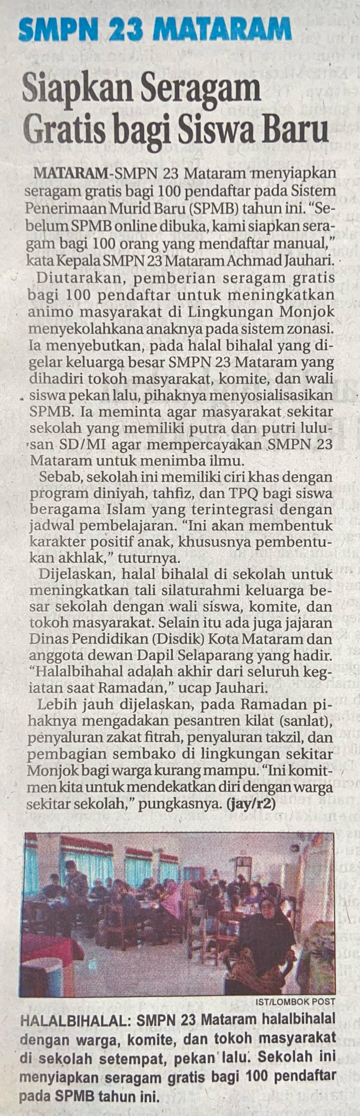 Siapkan Seragam Gratis bagi Siswa Baru