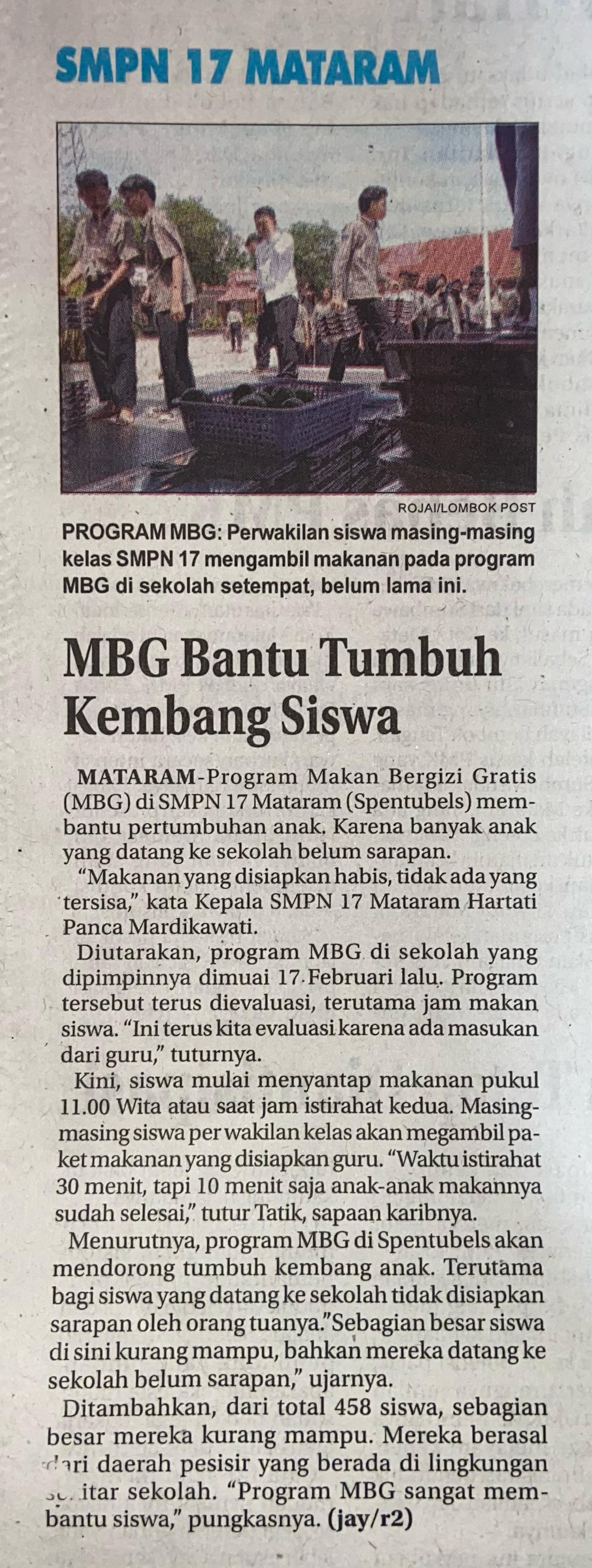MBG Bantu Tumbuh Kembang Siswa