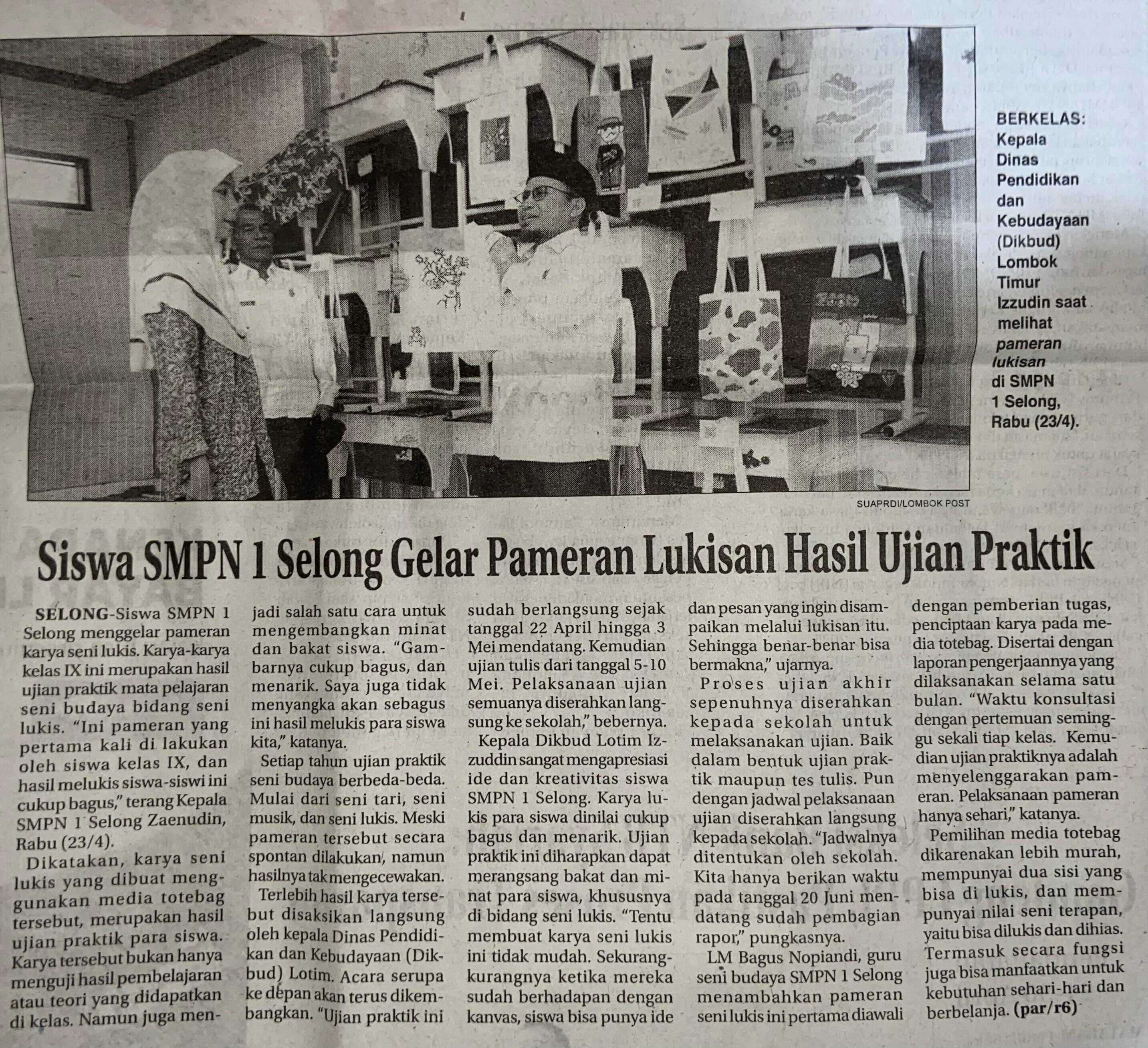 Siswa SMPN 1 Selong Gelar Pameran Lukisan Hasil Ujian Praktik