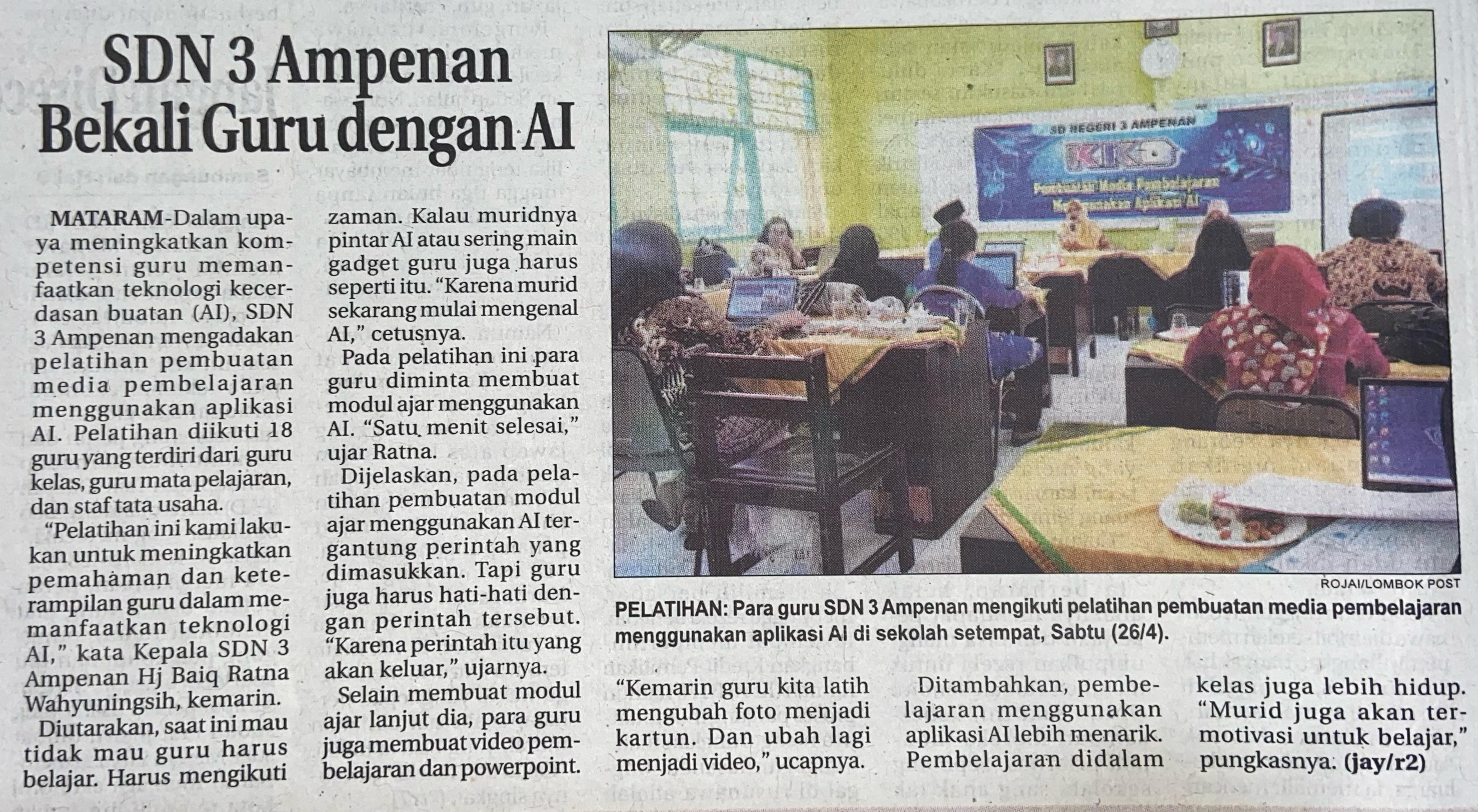 SDN 3 Ampenan Bekali Guru dengan AI
