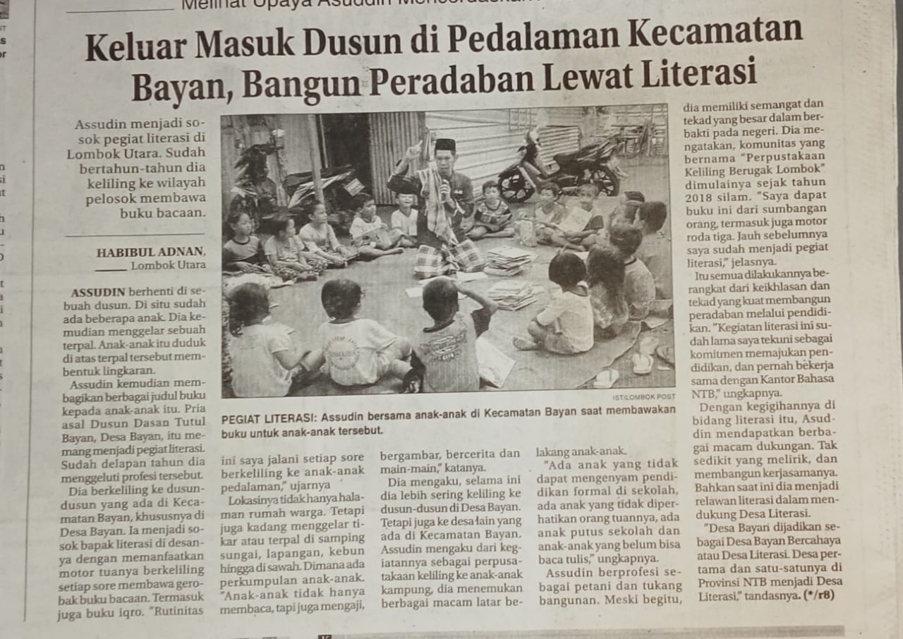 Keluar Masuk Dusun di Pedalaman Kecamatan Bayan, Bangun Peradaban Lewat Literasi