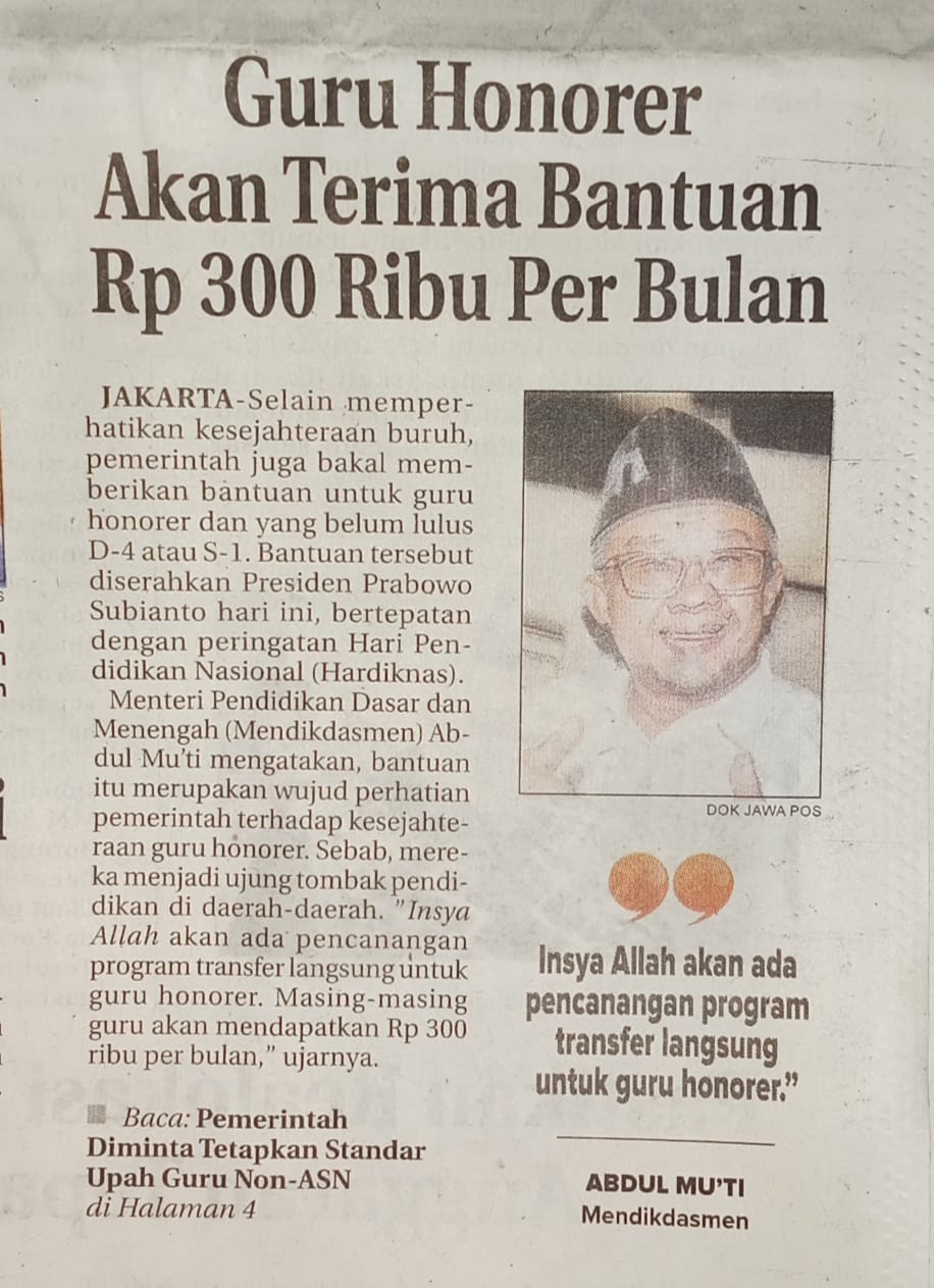 Guru Honorer akan Terima Bantuan Rp 300 Ribu Per Bulan