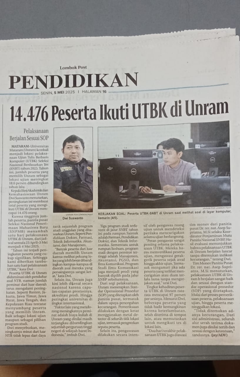 14.476 Peserta Ikuti UTBK di Unram