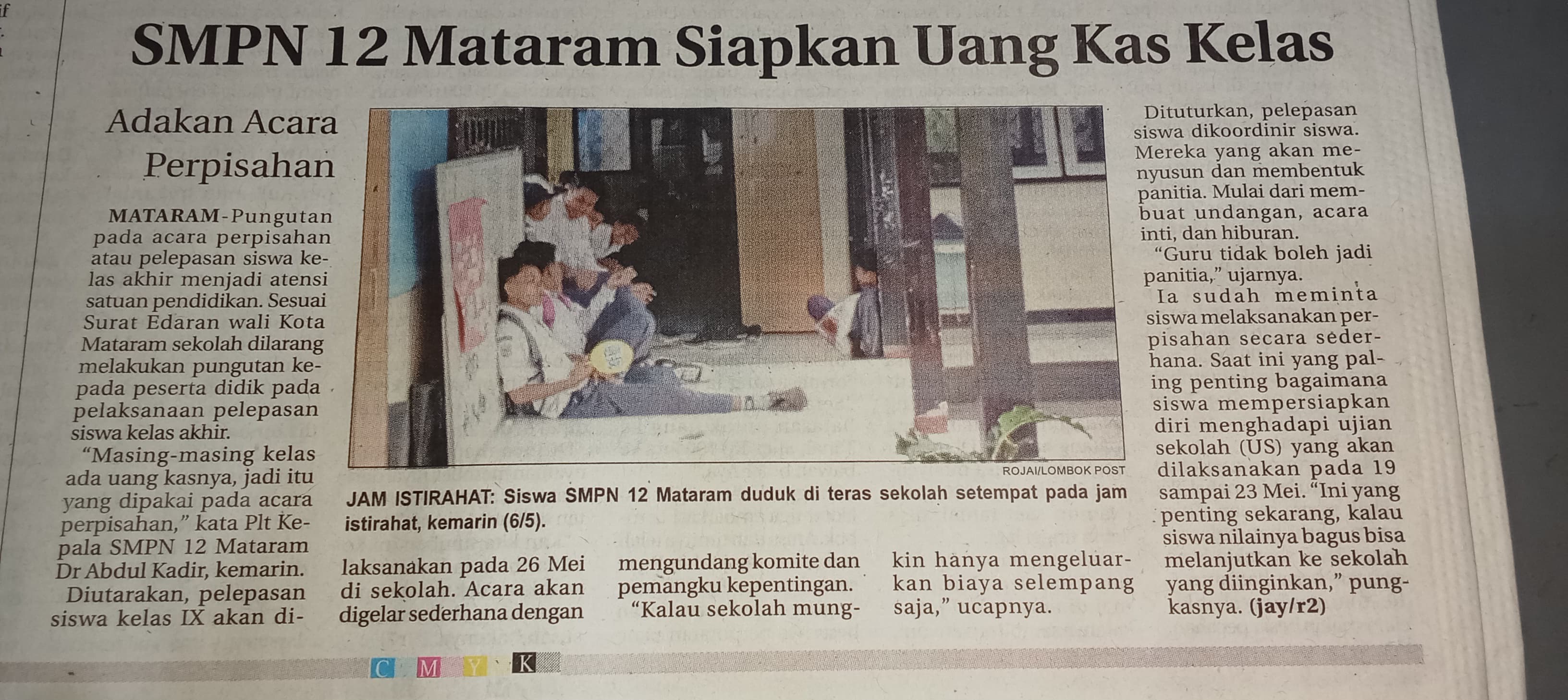 SMPN 12 MATARAM SIAPKAN UANG KAS KELAS