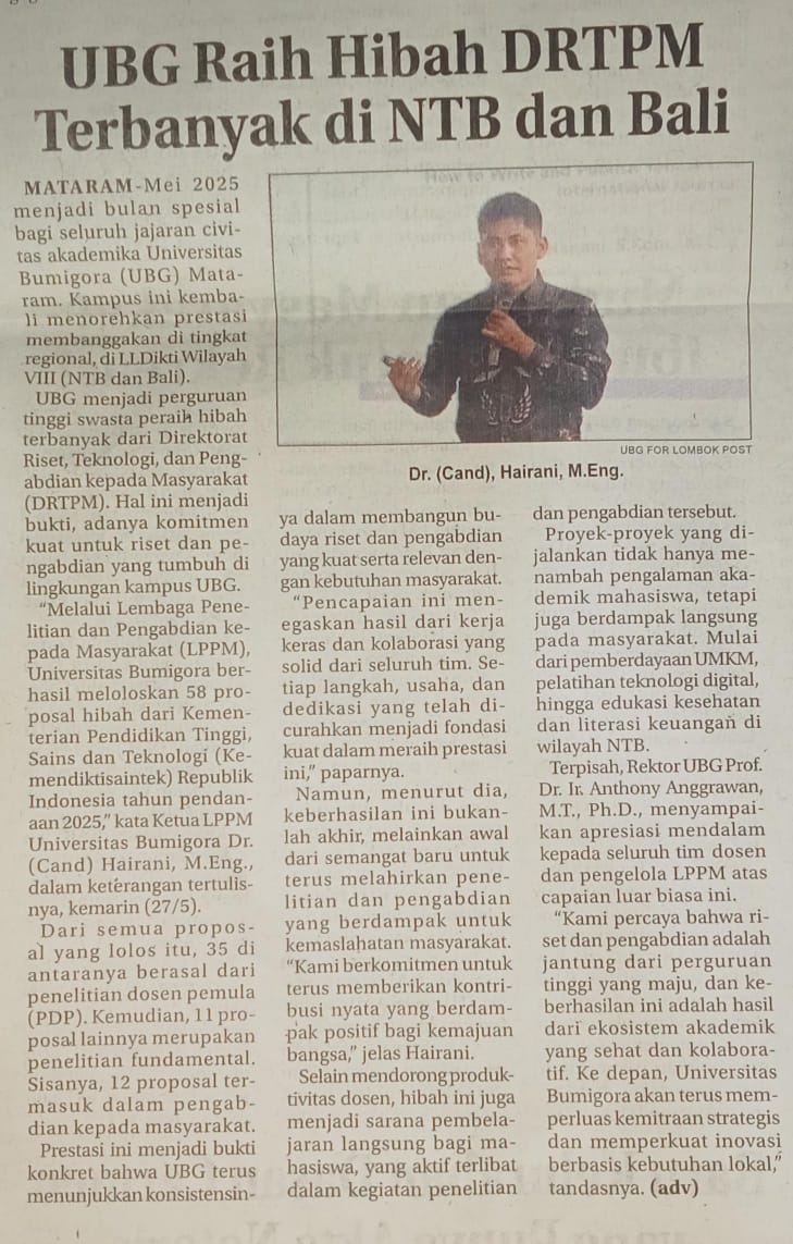 UGB RAIH HIBAH DRTPM TERBANYAK NTB
