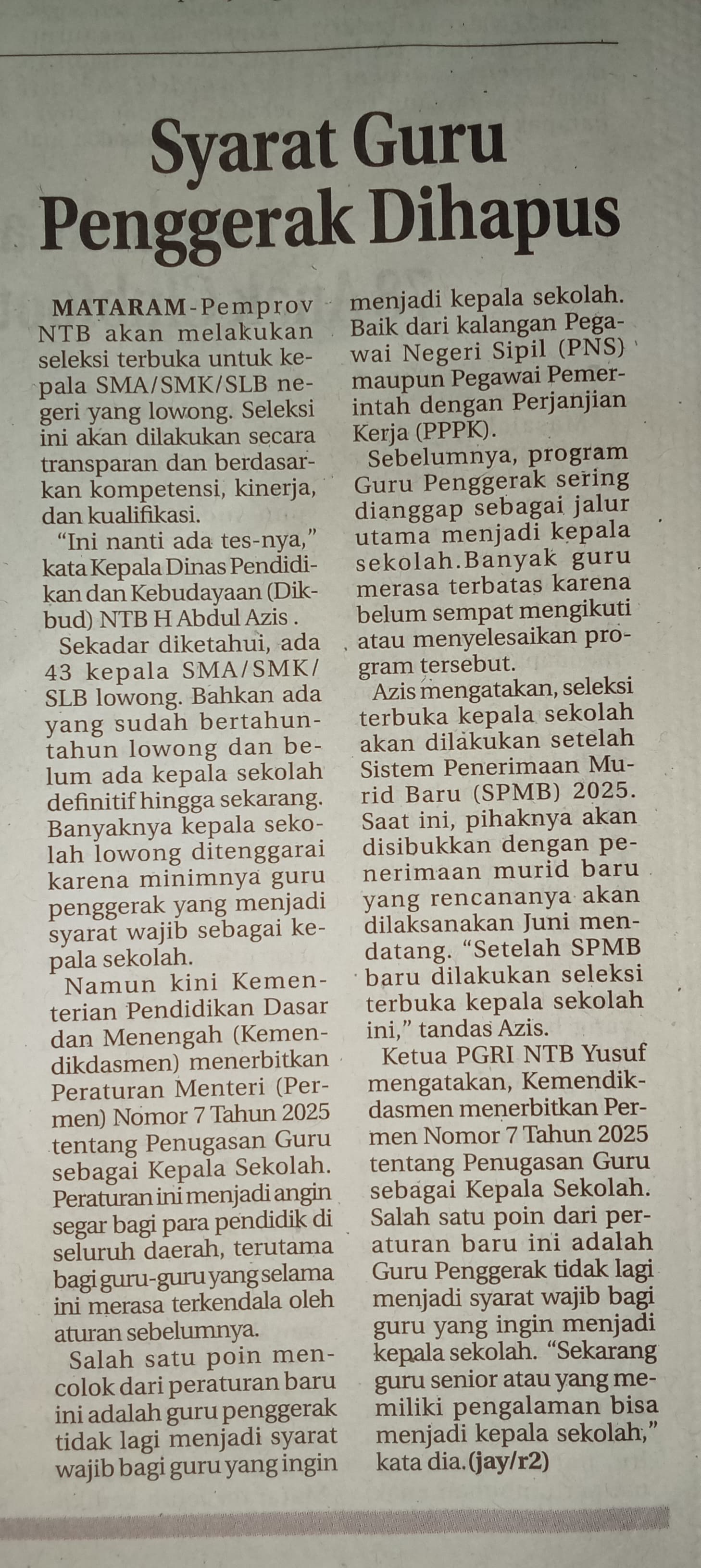 SYARAT GURU PENGGERAK DIHAPUS
