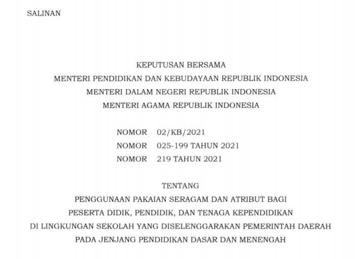 SALINAN SKB Mendikbud, Mendagri, Menag